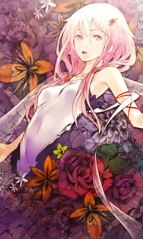 Download mobile wallpaper Anime, Flower, Pink Hair, Long Hair, Guilty Crown, Inori Yuzuriha for free.