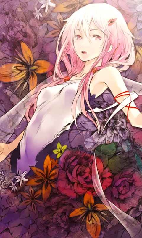 Descarga gratuita de fondo de pantalla para móvil de Flor, Animado, Cabello Rosado, Pelo Largo, Giruti Kuraun: Guilty Crown, Inori Yuzuriha.