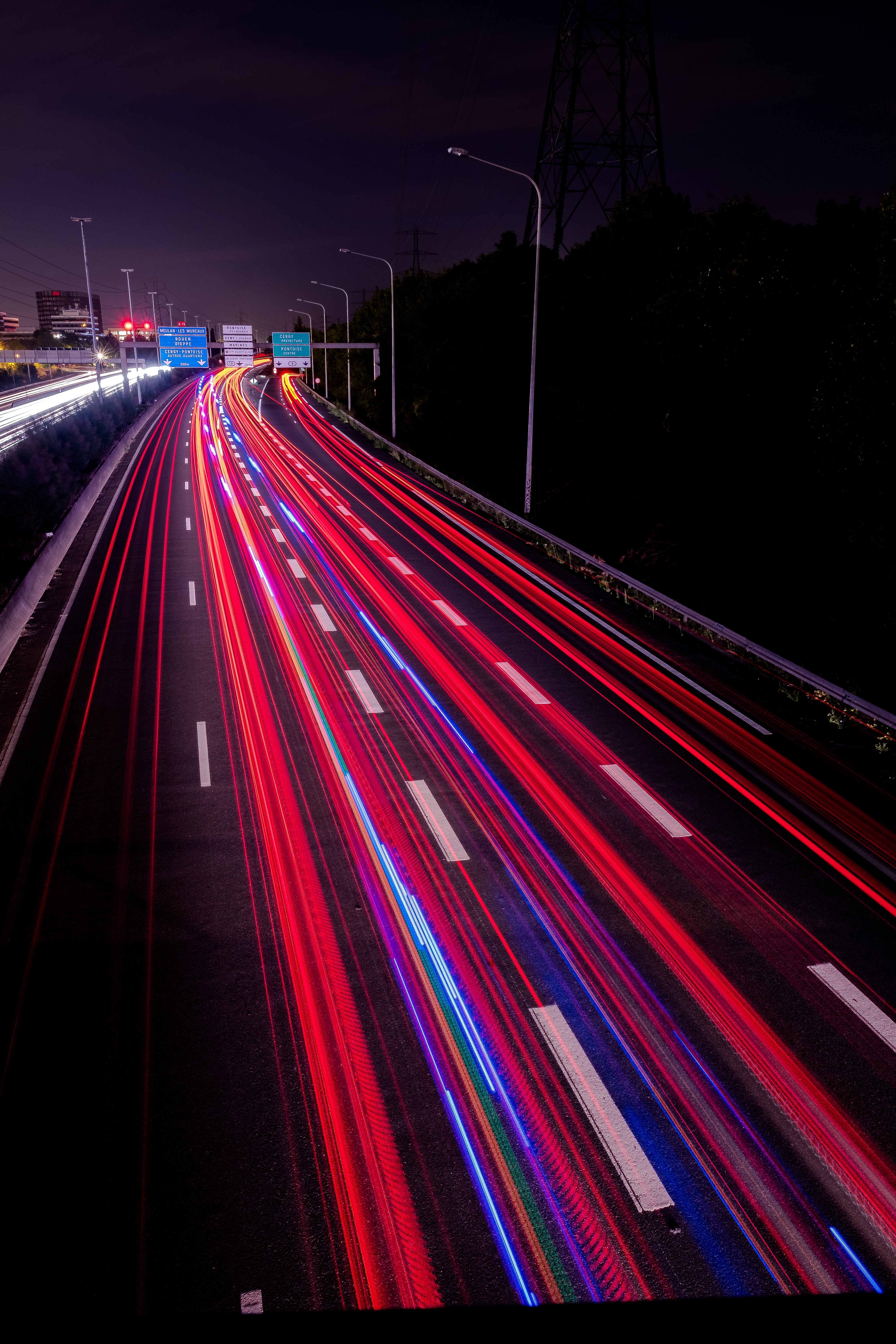 Free download wallpaper Lights, Traffic, Movement, Highway, Night, Road, Cities on your PC desktop