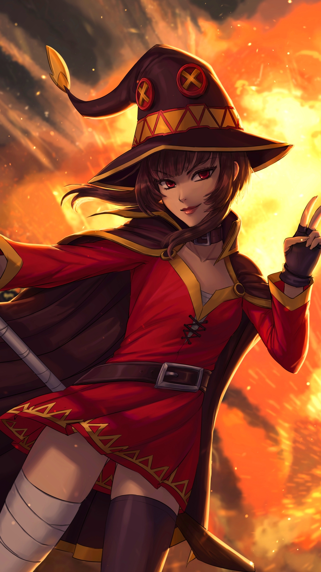 Téléchargez des papiers peints mobile Chapeau, Animé, Les Yeux Rouges, Cheveux Bruns, Kono Subarashii Sekai Ni Shukufuku O!, Megumin (Konosuba) gratuitement.