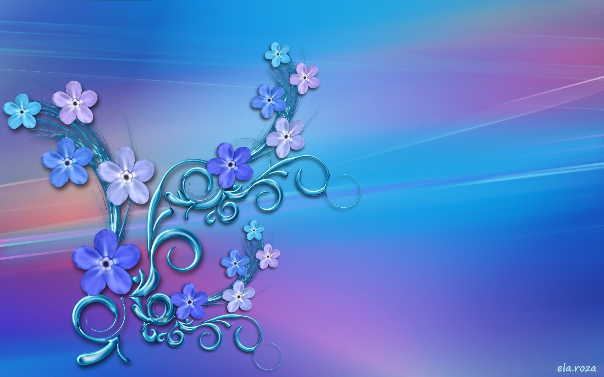 Скачать картинку Цветок, Синий, Пурпурный, Художественные, Пинк, Флауэрсы в телефон бесплатно.