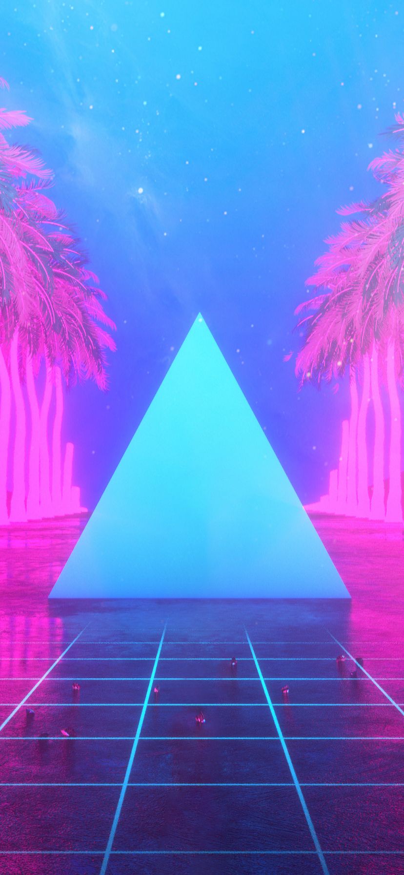 Download mobile wallpaper Artistic, Pyramid, Retro Wave for free.