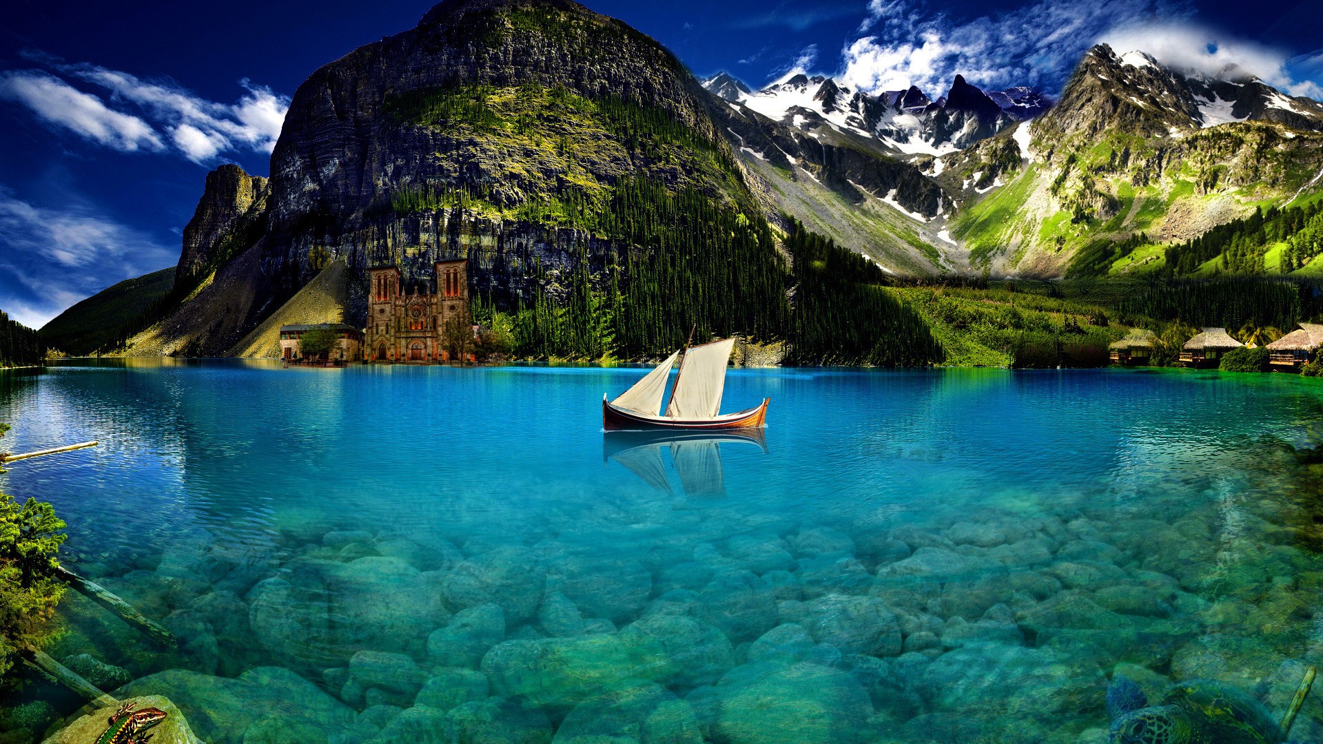 Free download wallpaper Landscape, Sea, Boats on your PC desktop