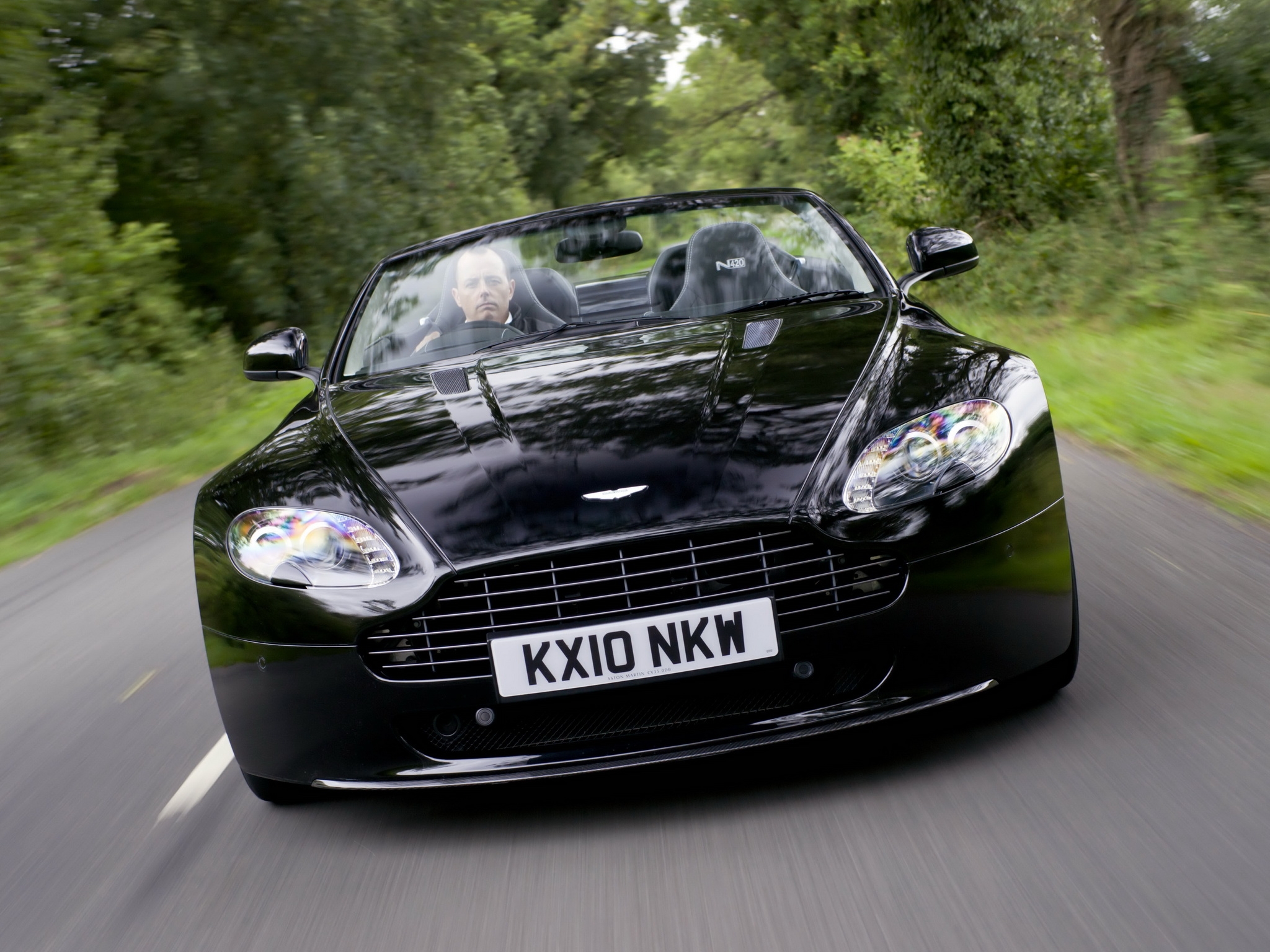 black, nature, aston martin, cars, front view, style, 2010, v8, vantage 4K for PC