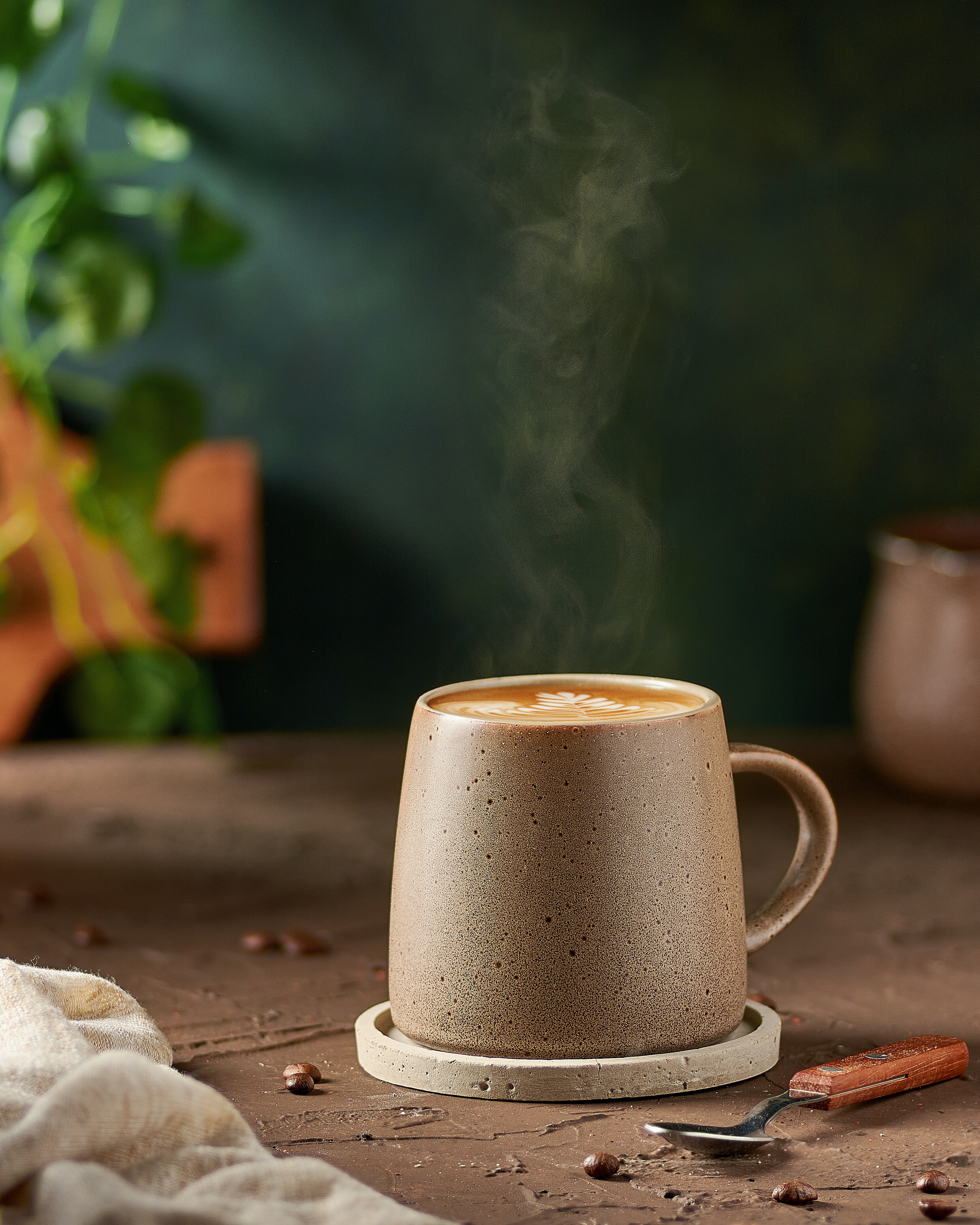 android coffee, cup, mug, steam, cappuccino, food, drink, beverage