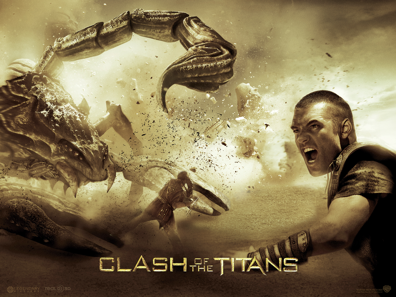 13368 скачать обои битва титанов (clash of the titans), скорпионы, кино, желтые - заставки и картинки бесплатно