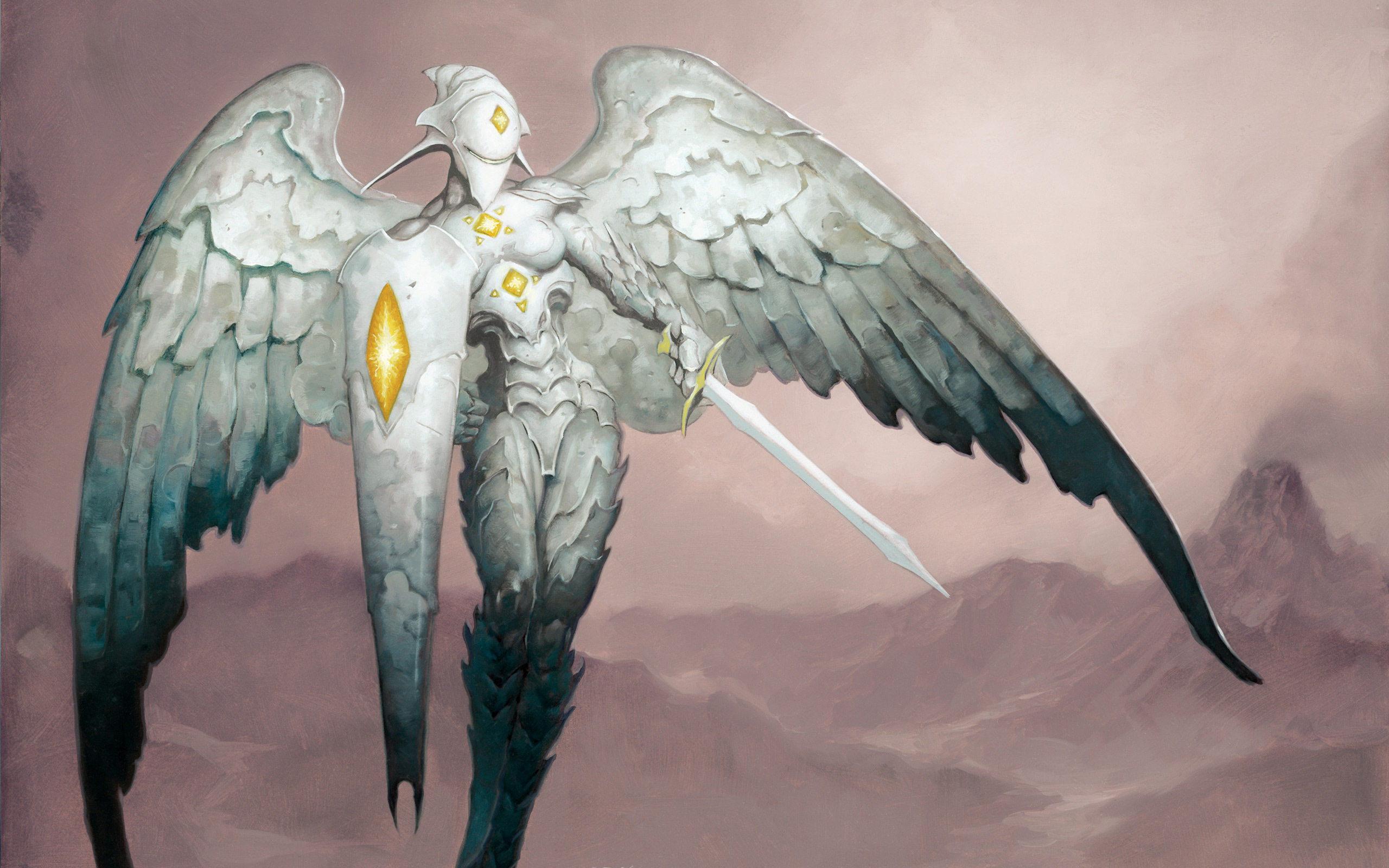 536790 скачать обои броня, игры, магия: сбор, ангельский воин, платиновый ангел, мечи - заставки и картинки бесплатно
