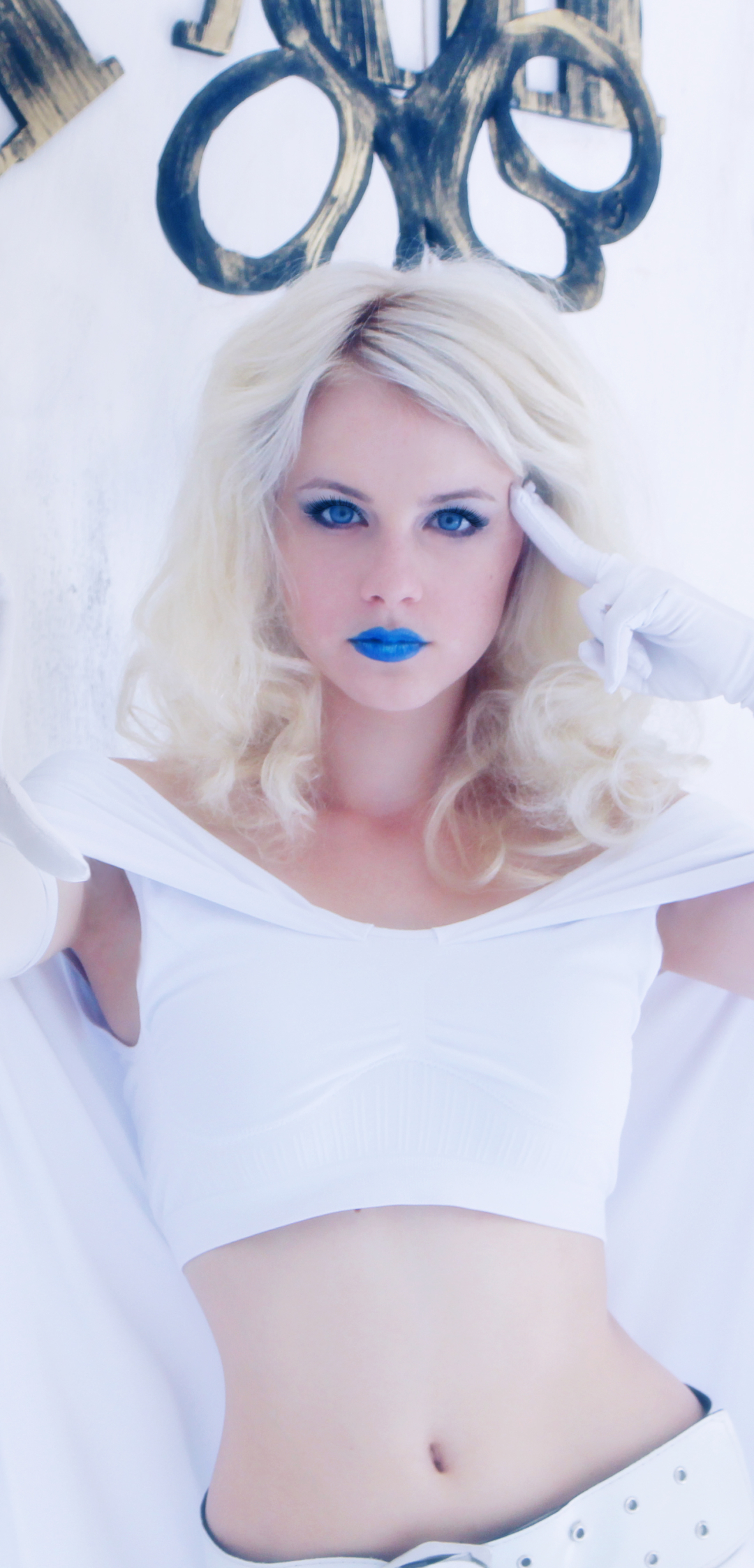 Download mobile wallpaper Blonde, Model, Women, Lipstick, Cosplay, Emma Frost for free.