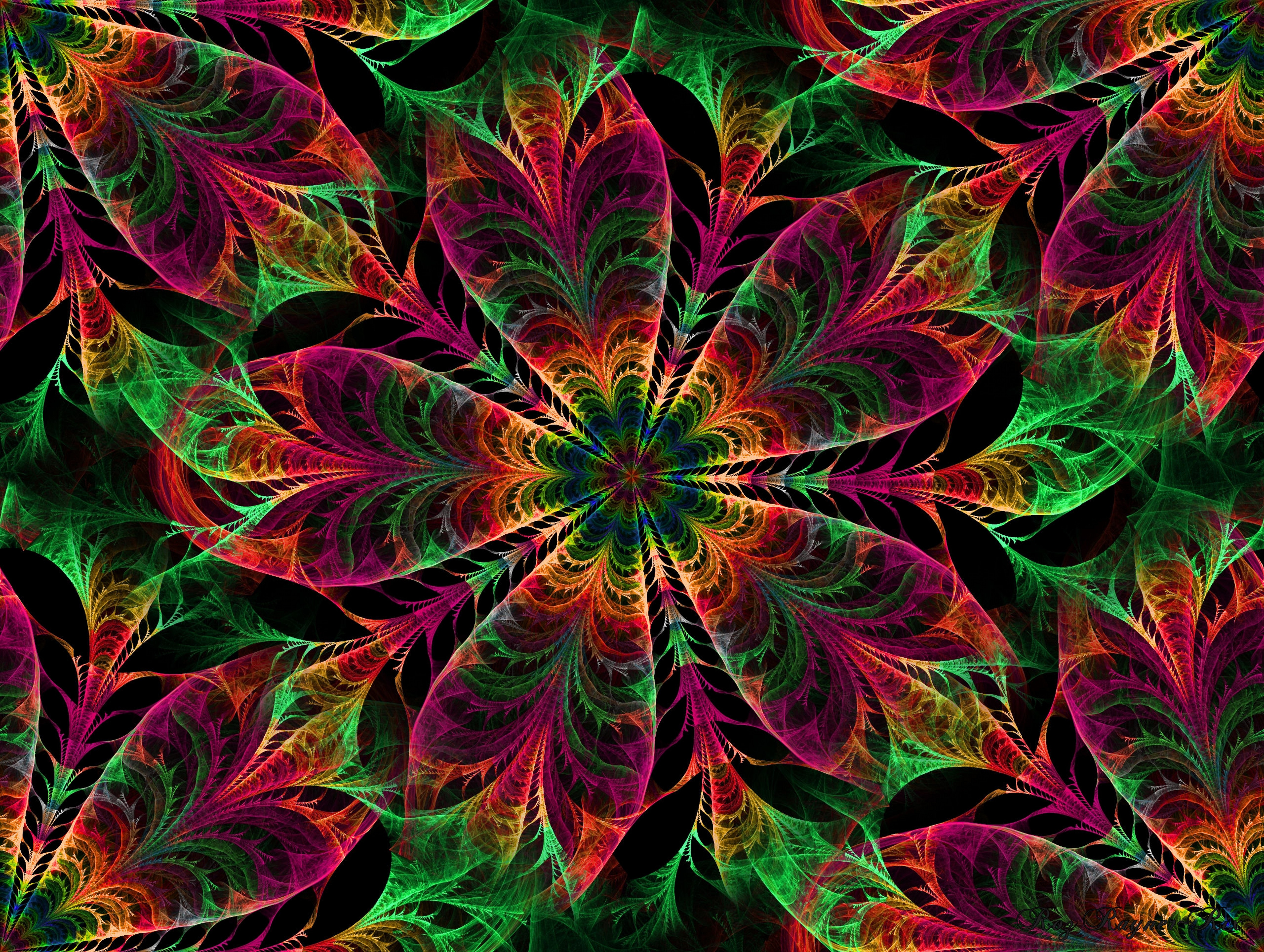 Free download wallpaper Kaleidoscope, Flowers, Patterns, Abstract on your PC desktop