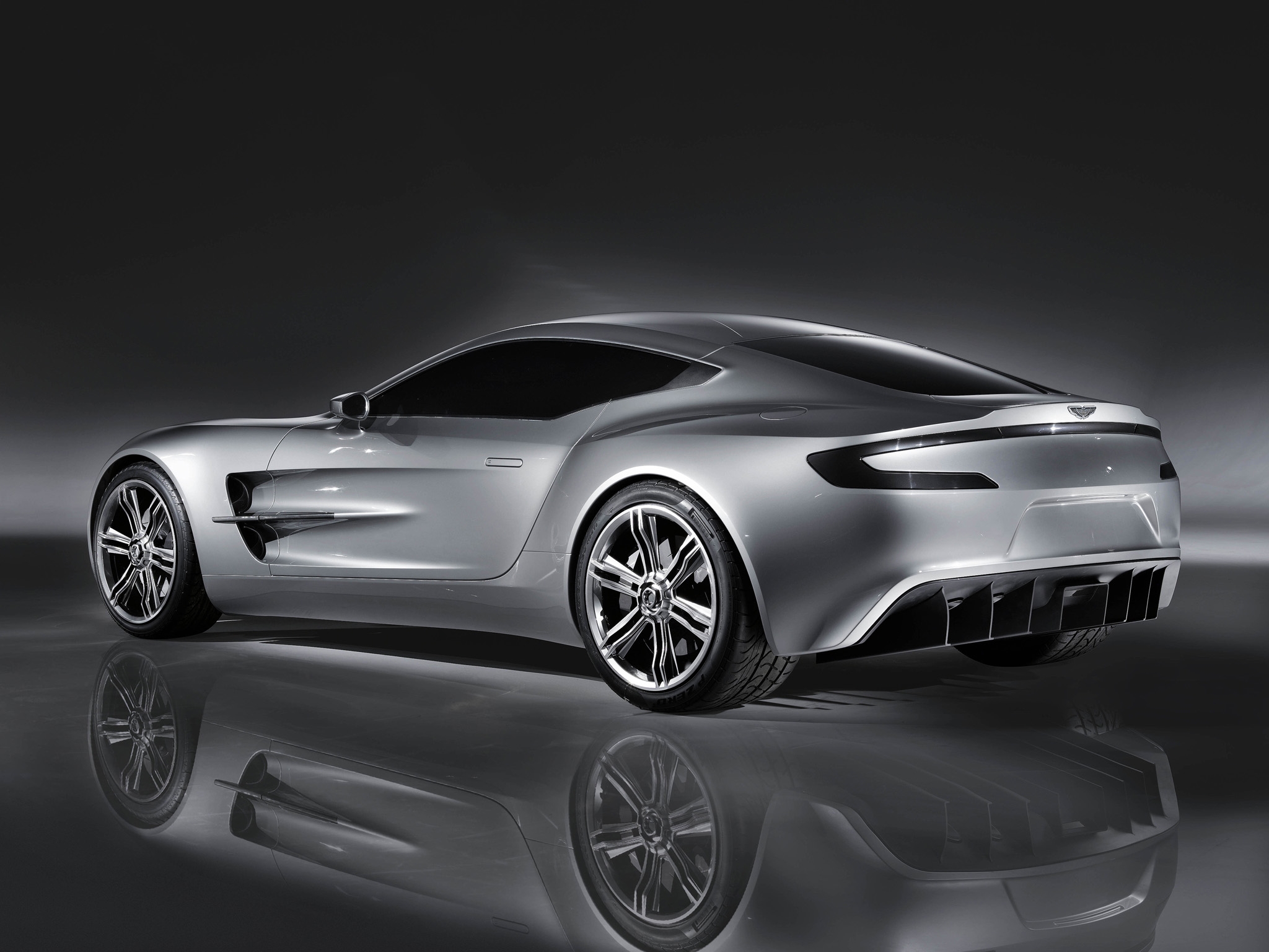 Handy-Wallpaper Cars, Reflexion, Seitenansicht, Stil, 2008, Konzeptfahrzeug, Konzeptauto, Eins 77, Aston Martin kostenlos herunterladen.
