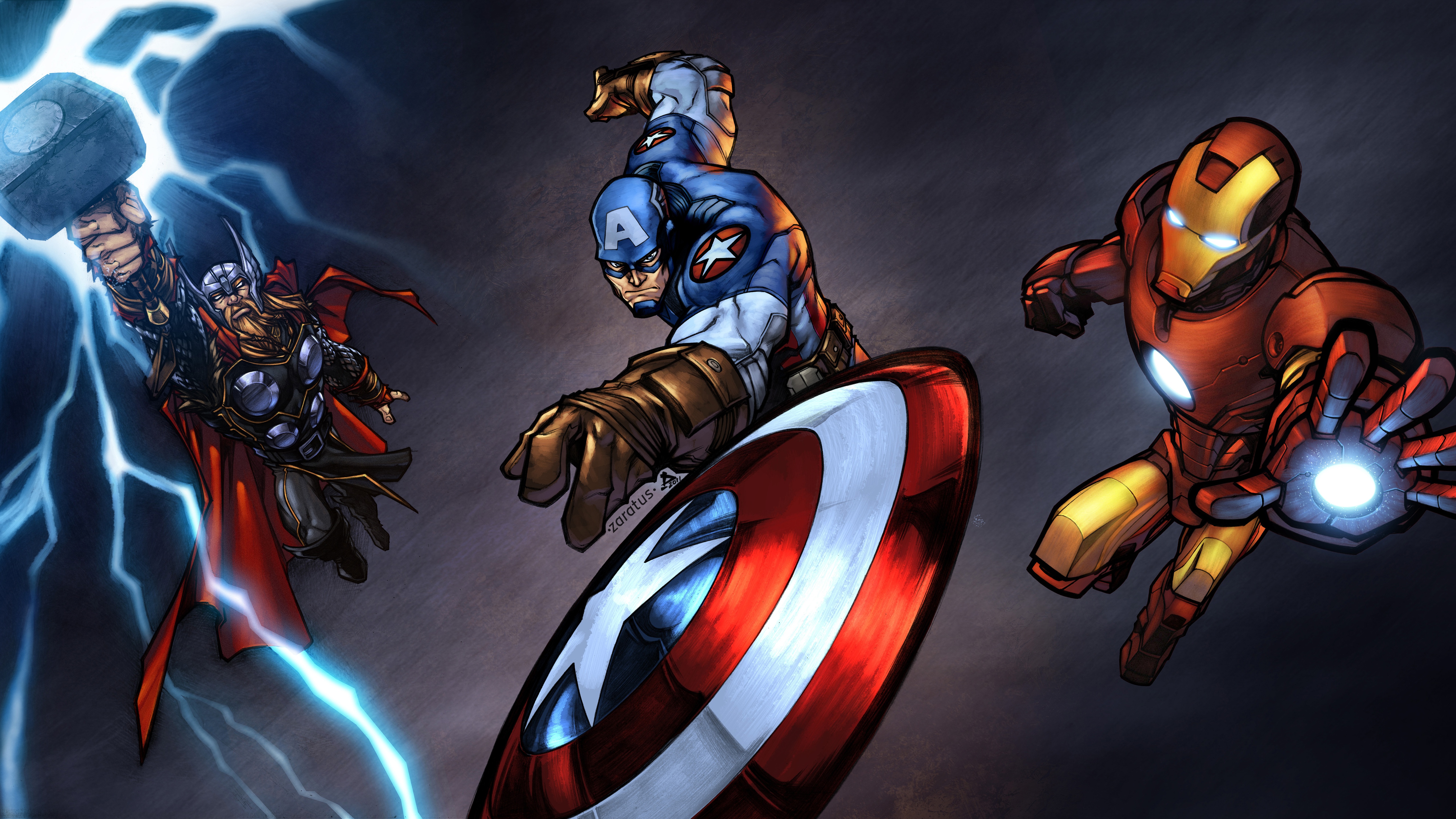 Baixar papel de parede para celular de Homem De Ferro, Capitão América, Os Vingadores, História Em Quadrinhos, Thor gratuito.