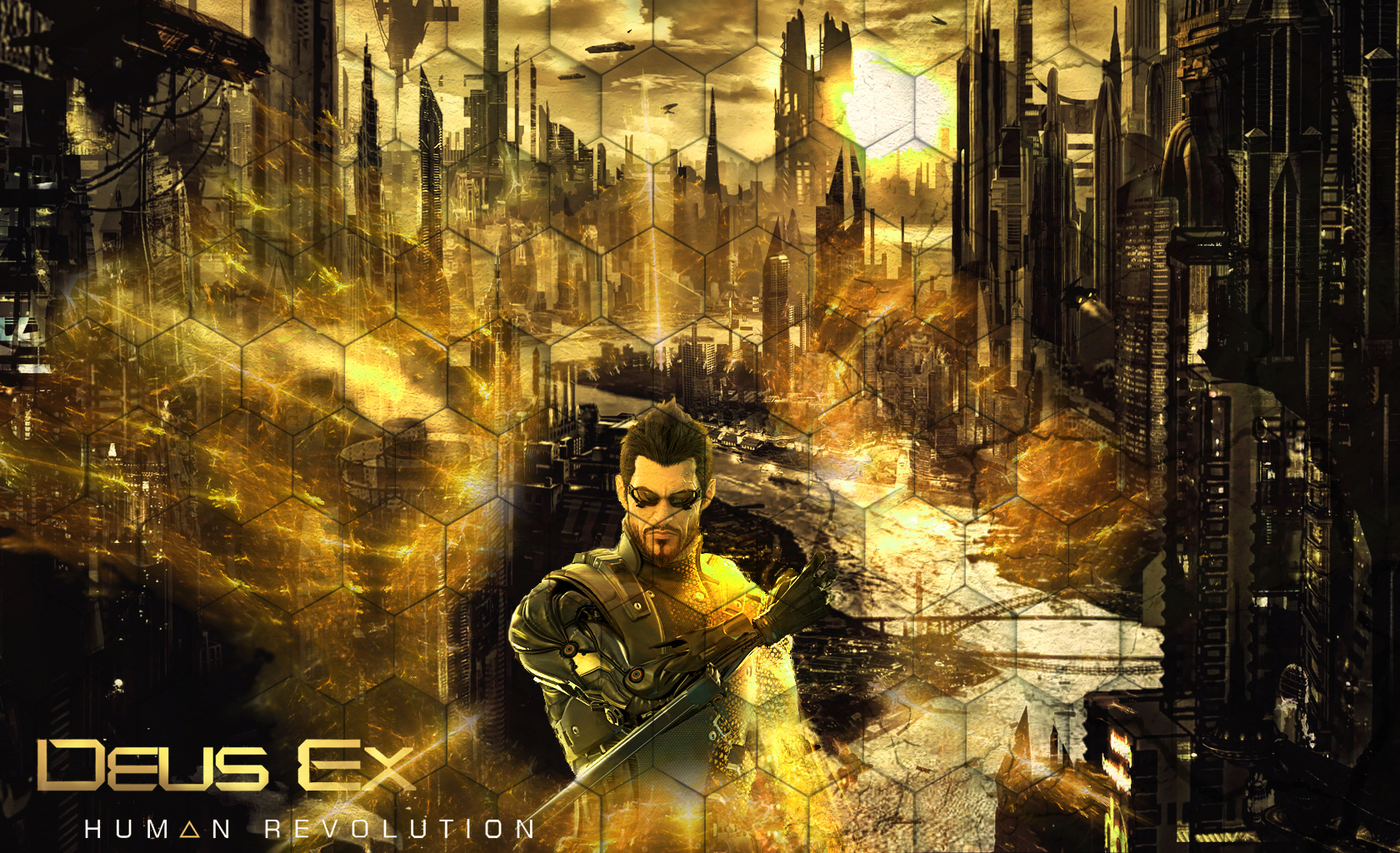 Handy-Wallpaper Deus Ex: Human Revolution, Deus Ex, Cyberpunk, Computerspiele, Großstadt kostenlos herunterladen.