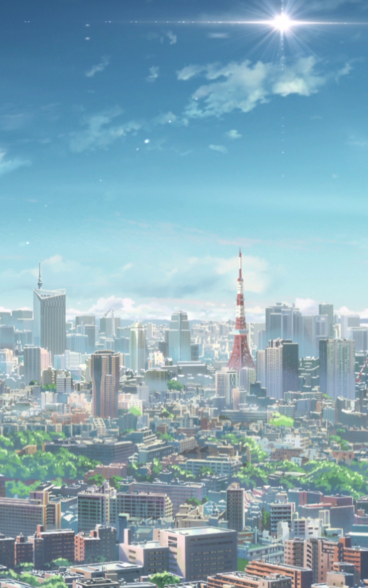 Handy-Wallpaper Horizont, Tokio, Himmel, Sonne, Animes, Tokyo Turm, Your Name Gestern Heute Und Für Immer, Kimi No Na Wa kostenlos herunterladen.