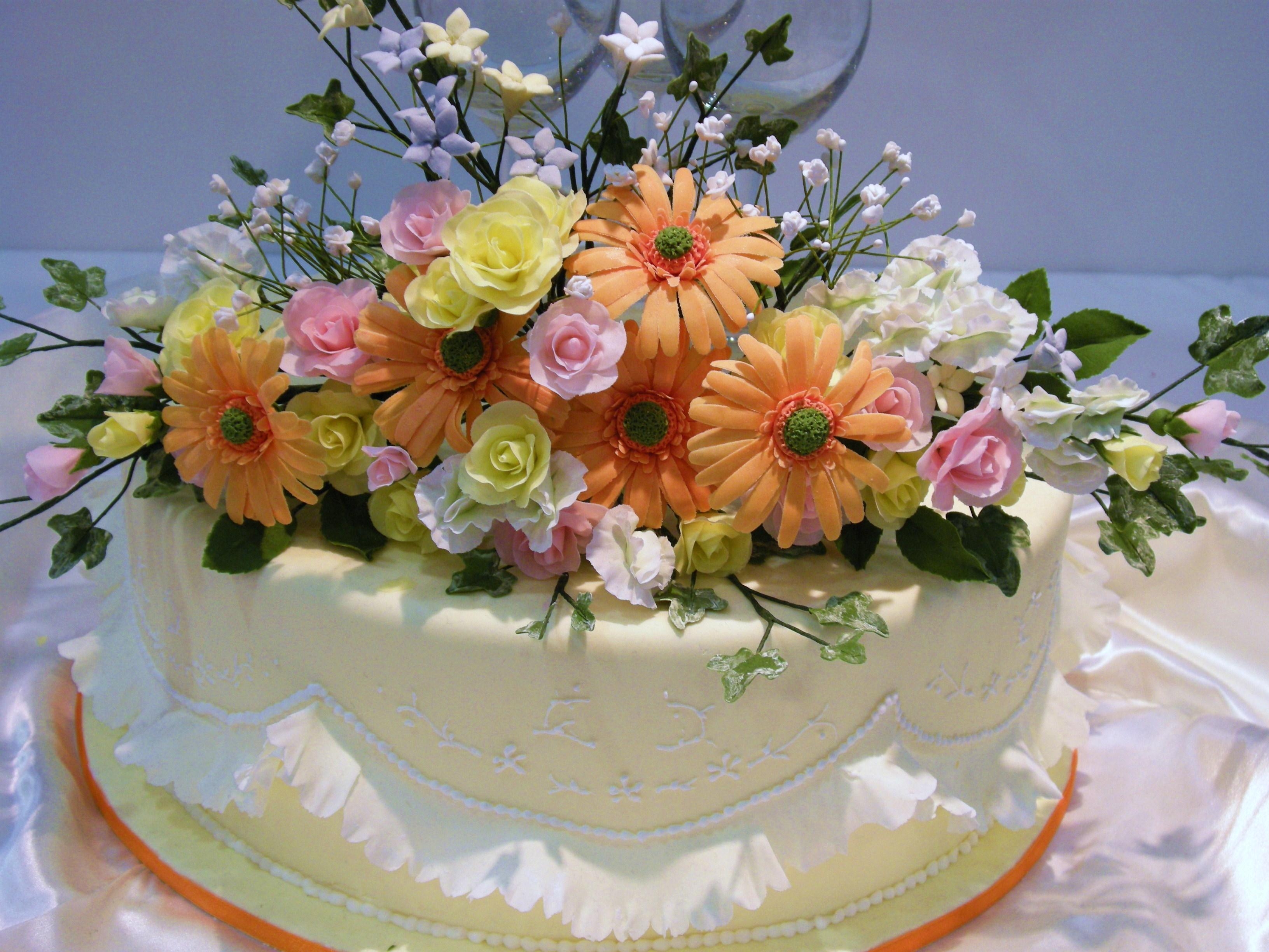 flowers, food, cake, sweet, glaze