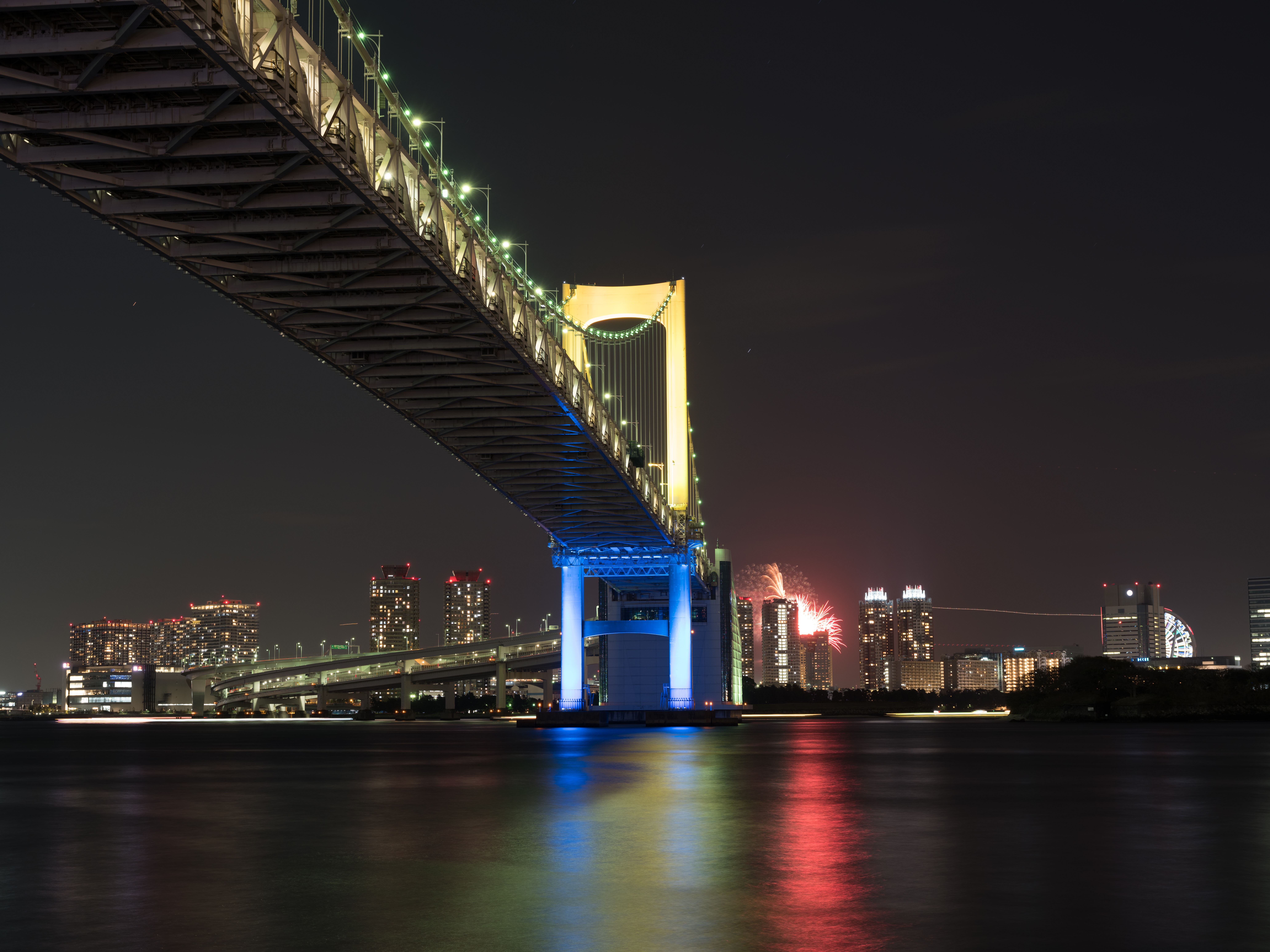 Free download wallpaper Night City, Bay, Cities, Bridge, Tokyo, Japan on your PC desktop