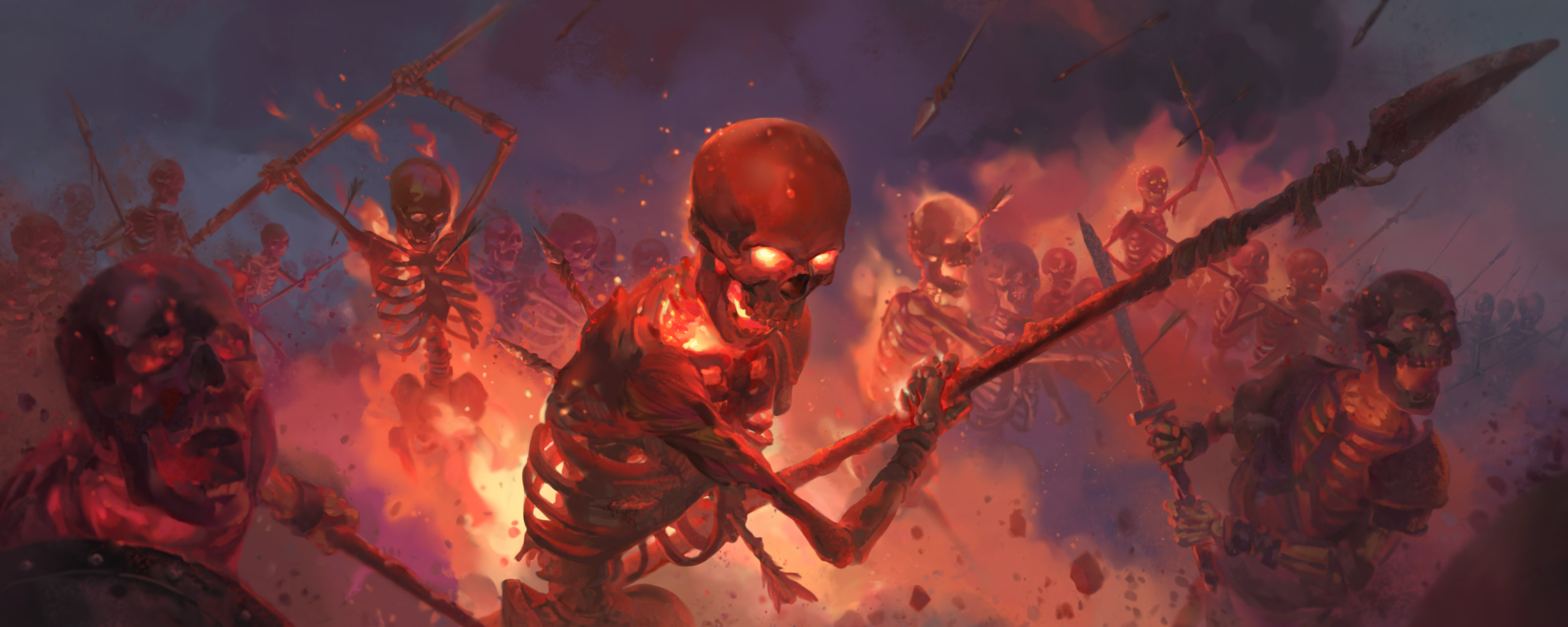 Download mobile wallpaper Dark, Warrior, Battle, Skeleton for free.