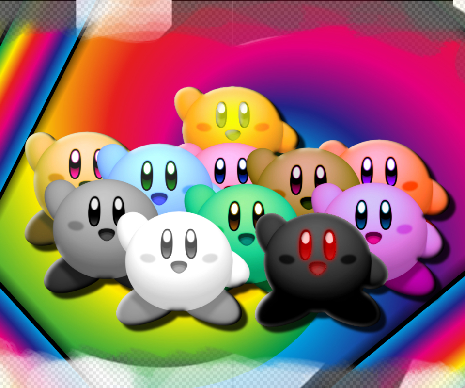 Handy-Wallpaper Regenbogen, Farben, Bunt, Computerspiele, Kirby kostenlos herunterladen.