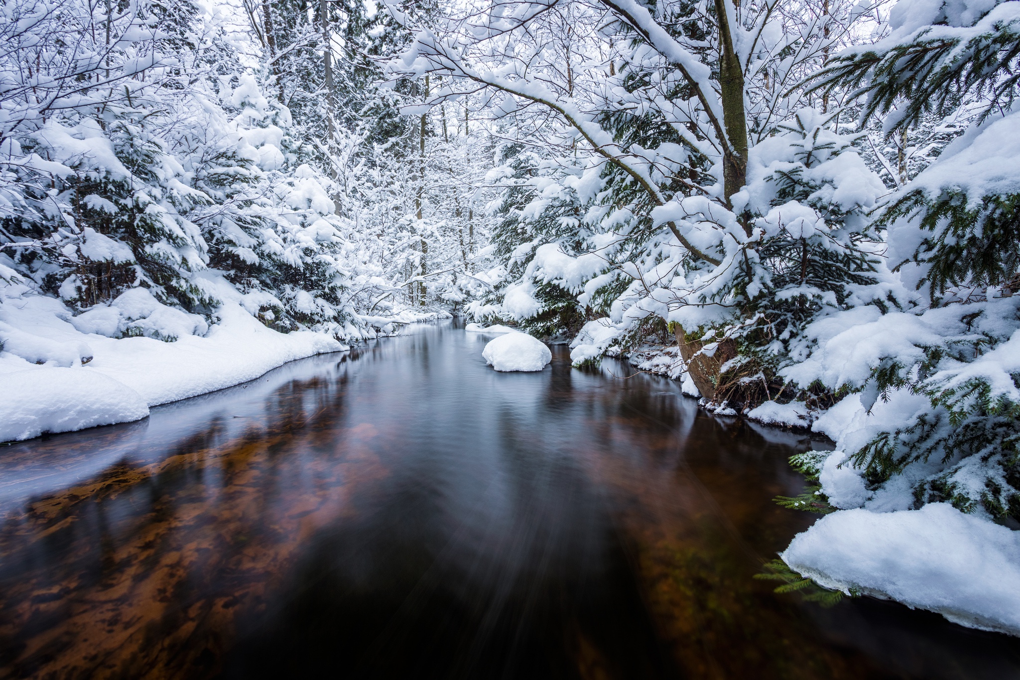 Скачать обои бесплатно Зима, Природа, Река, Снег, Земля/природа картинка на рабочий стол ПК