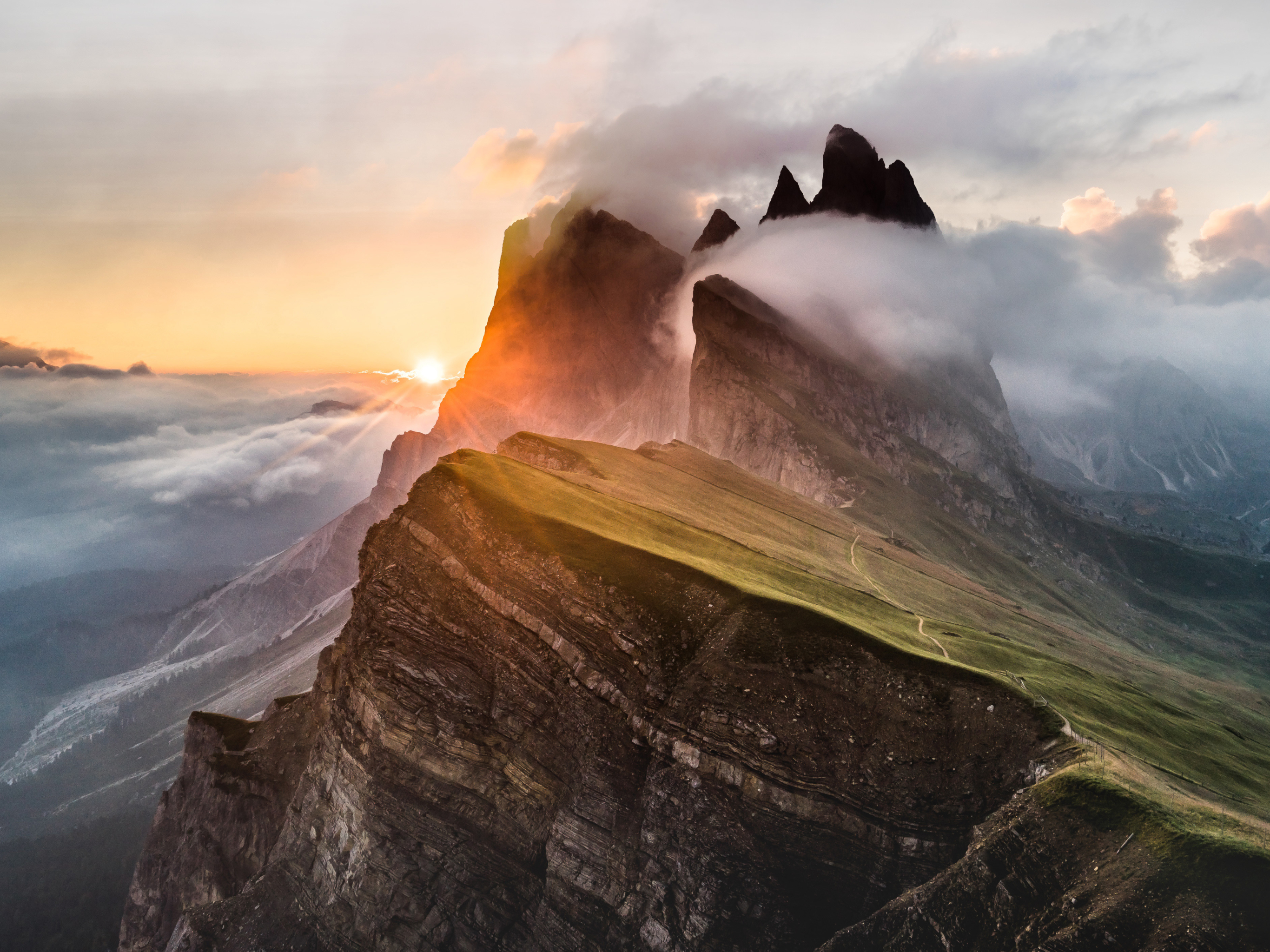 Free download wallpaper Nature, Mountains, Mountain, Peak, Fog, Earth, Cloud on your PC desktop