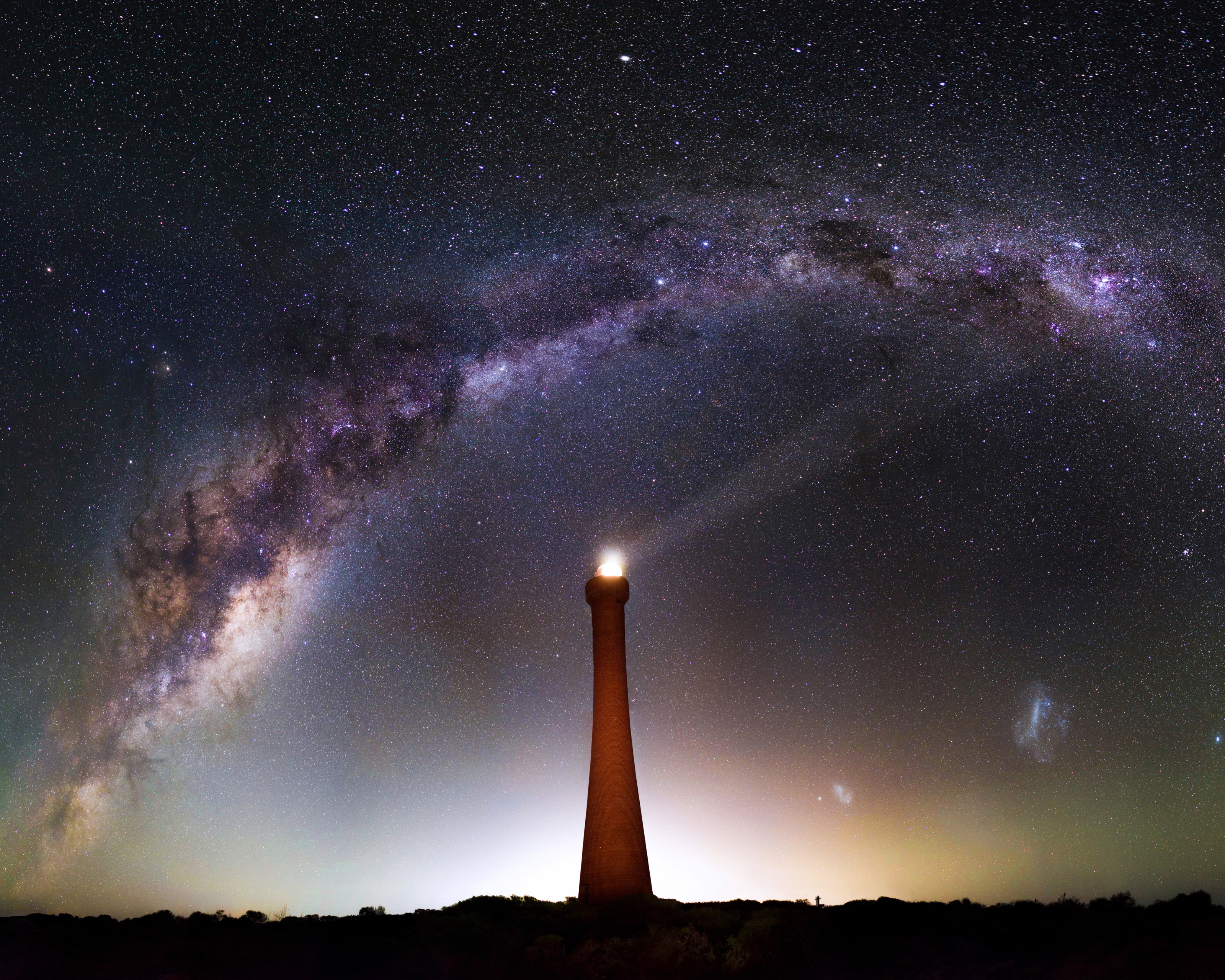 Free download wallpaper Stars, Night, Milky Way, Galaxy, Lighthouse, Sci Fi, Australia on your PC desktop