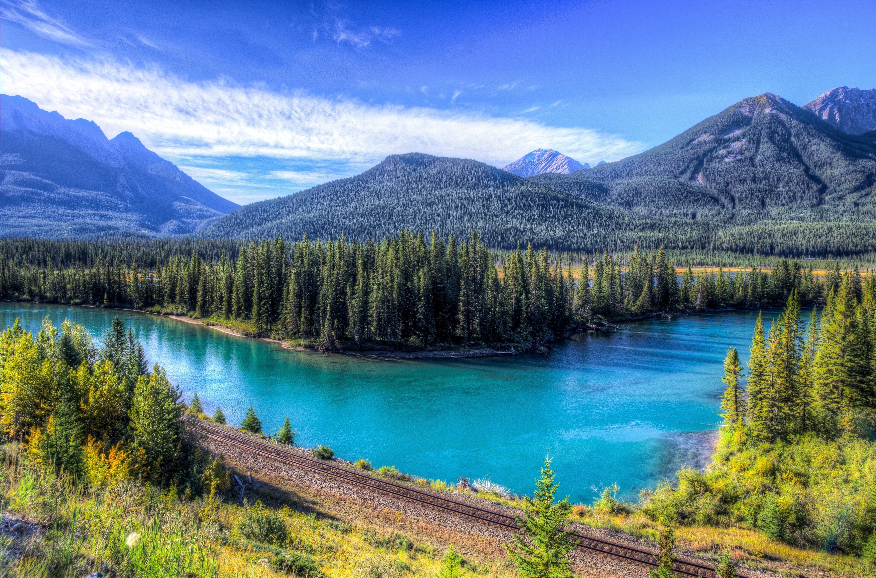 landscape, lake, nature, mountains desktop HD wallpaper