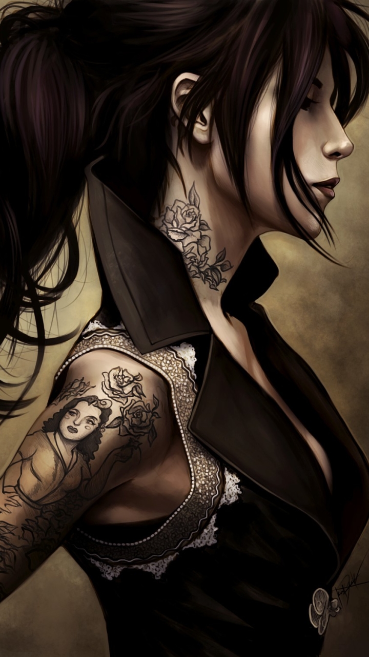 Download mobile wallpaper Gothic, Tattoo, Artistic, Women for free.