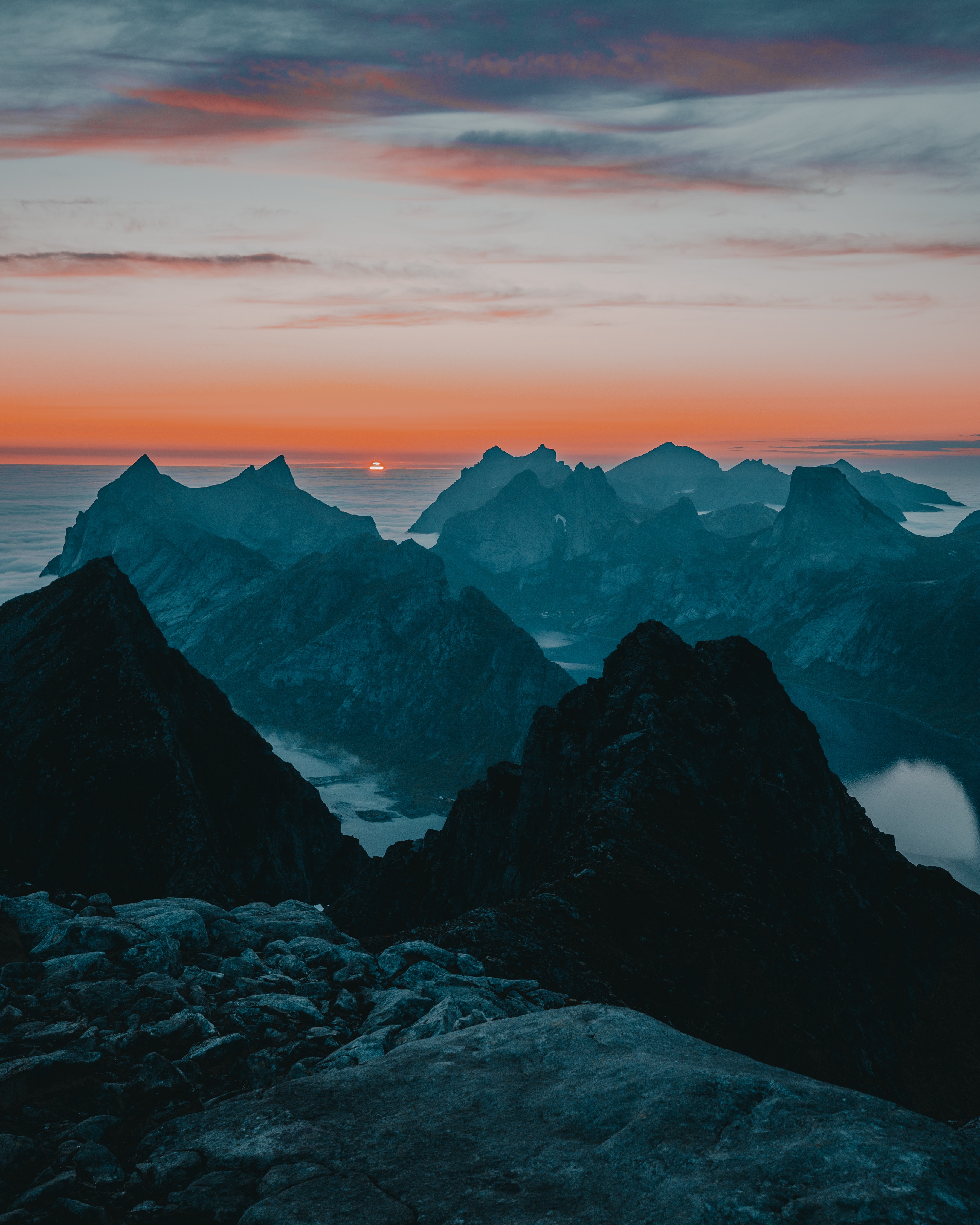 Free download wallpaper Sunset, Rocks, Nature, Mountains on your PC desktop