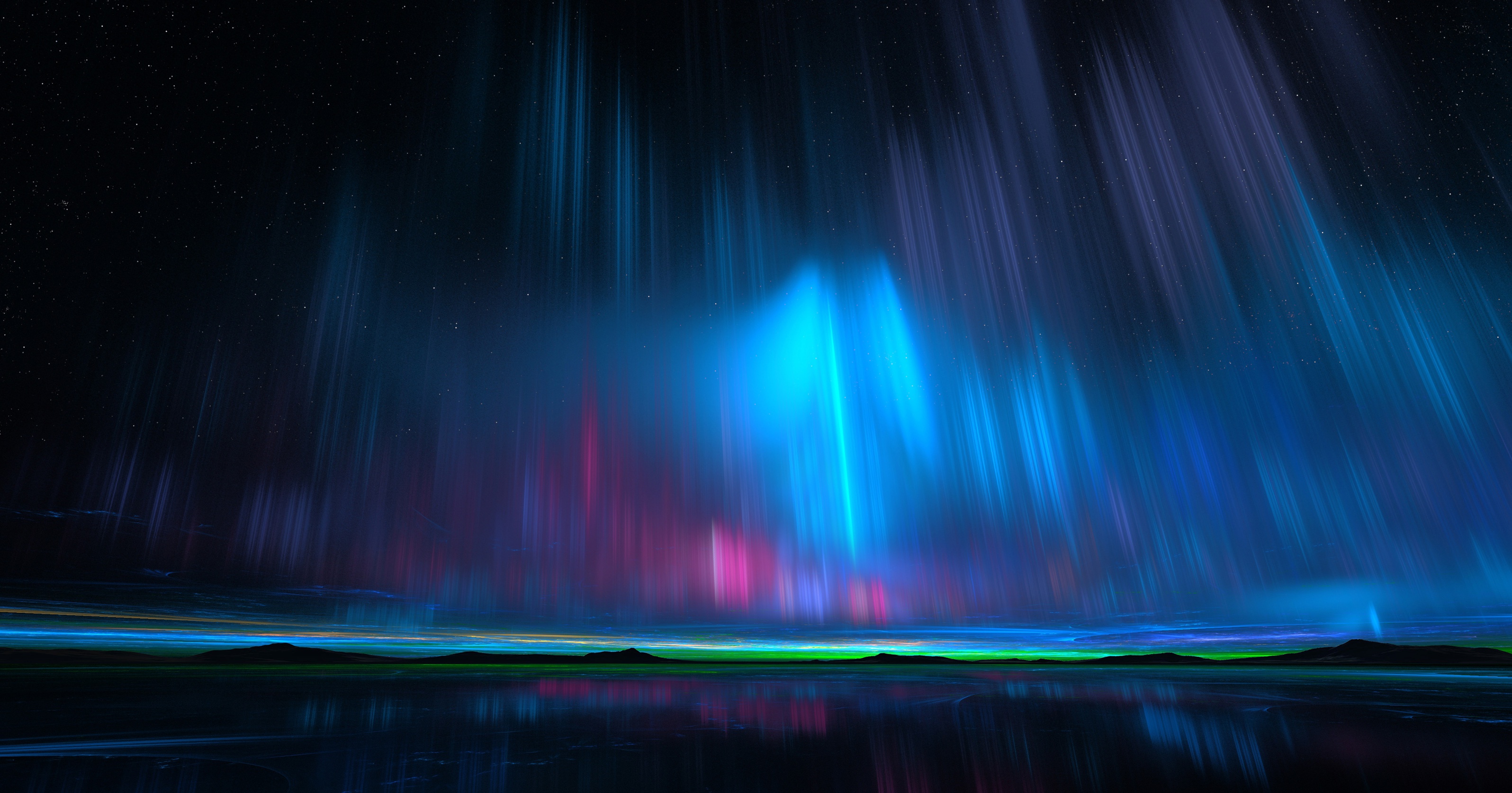 Free download wallpaper Nature, Night, Reflection, Light, Earth, Aurora Borealis on your PC desktop