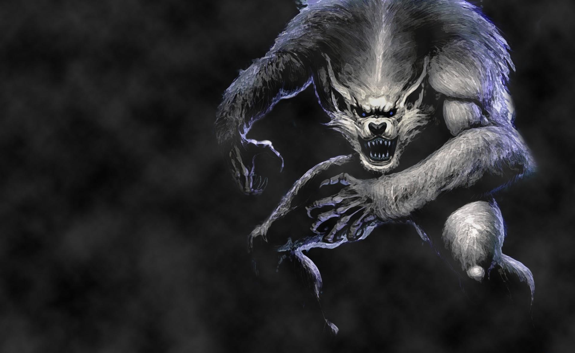 Download mobile wallpaper Fog, Bounce, Jump, Werewolf, Fantasy, Wolf for free.