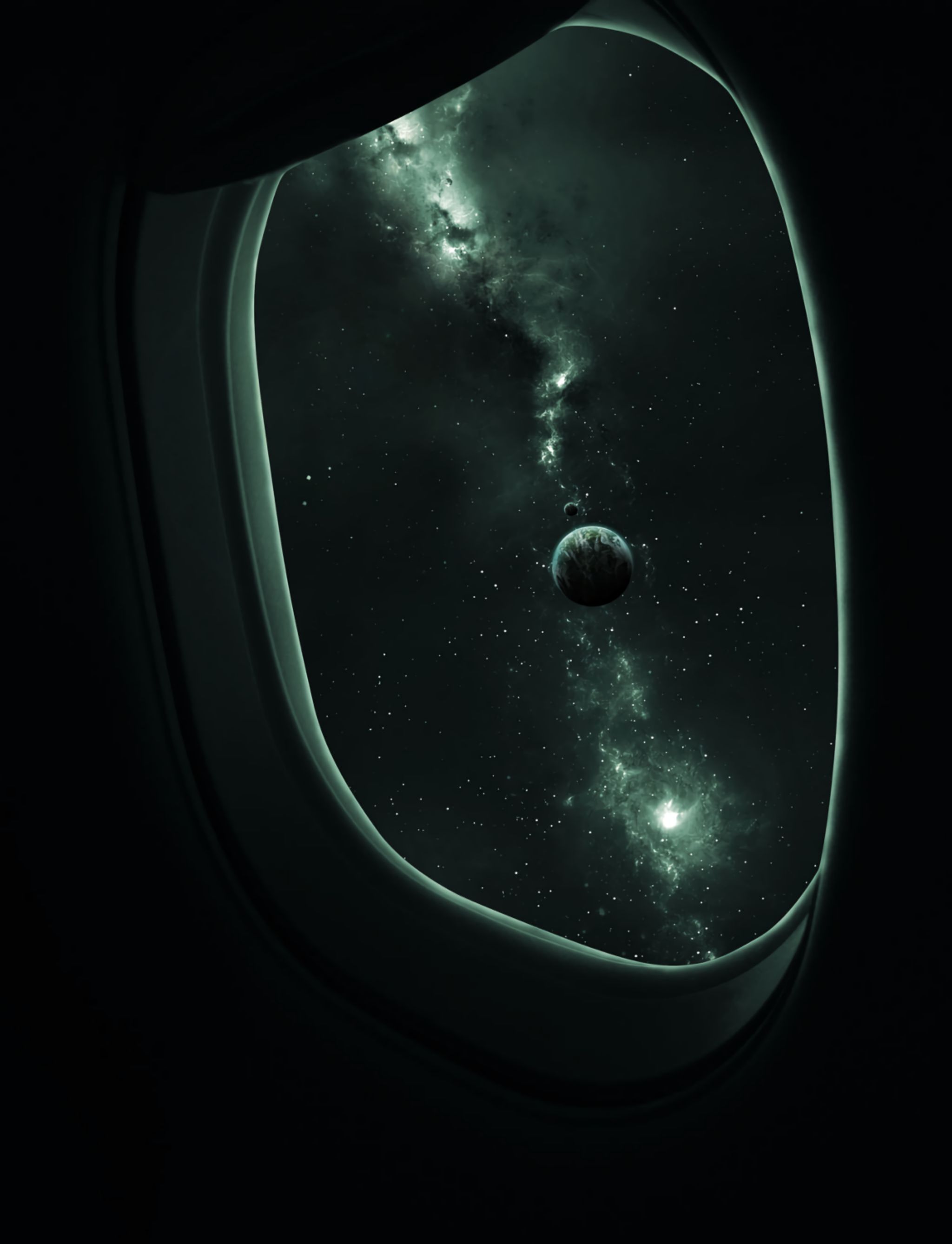Download mobile wallpaper Porthole, Stars, Universe, Planets for free.