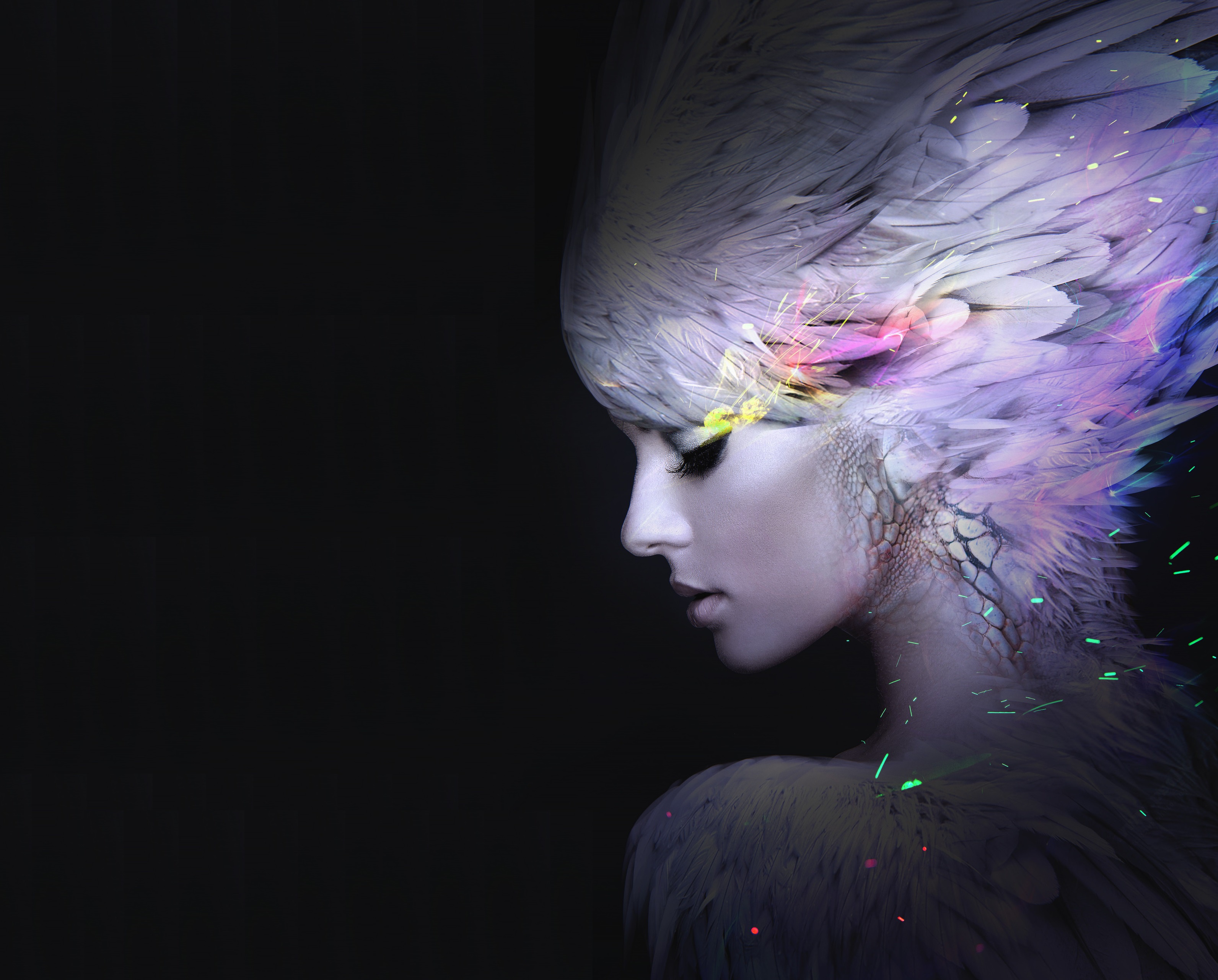 Free download wallpaper Fantasy, Feather, Artistic, Women, Makeup on your PC desktop