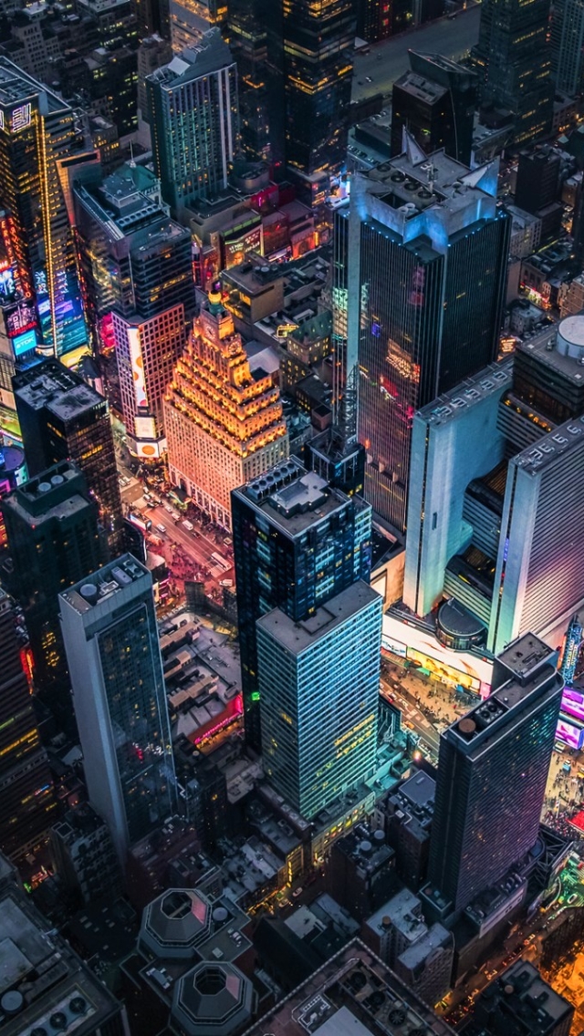 Download mobile wallpaper Cities, Night, Usa, City, Skyscraper, Light, New York, Manhattan, Aerial, Times Square, Man Made for free.