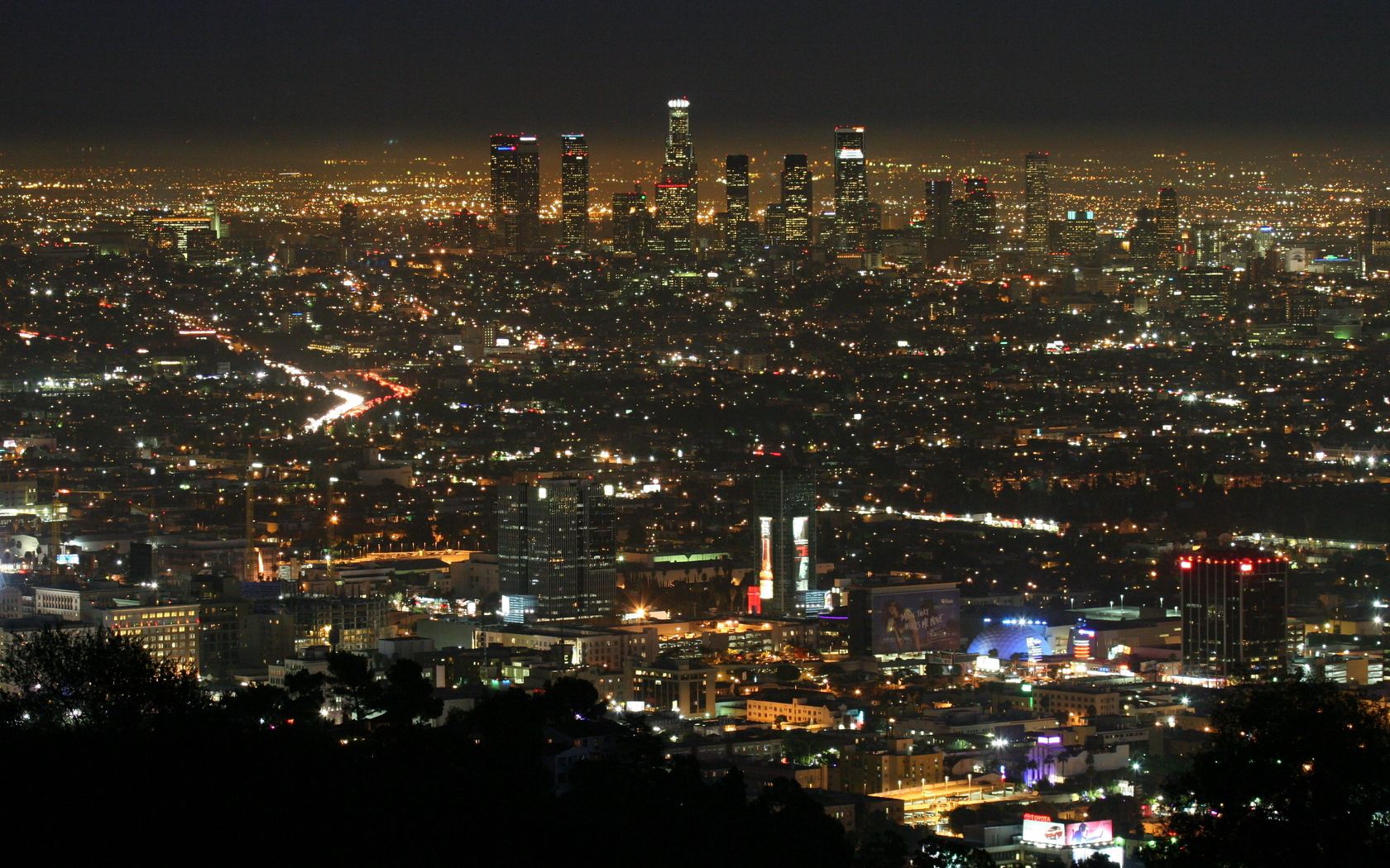 Download mobile wallpaper Cities, View From Above, Panorama, Night, Los Angeles for free.