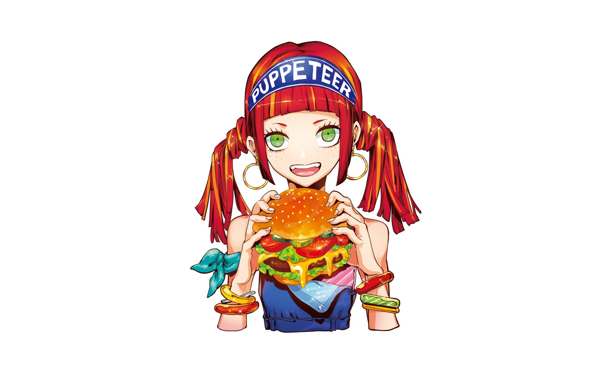1068902 скачать картинку аниме, девочка, гамбургер - обои и заставки бесплатно