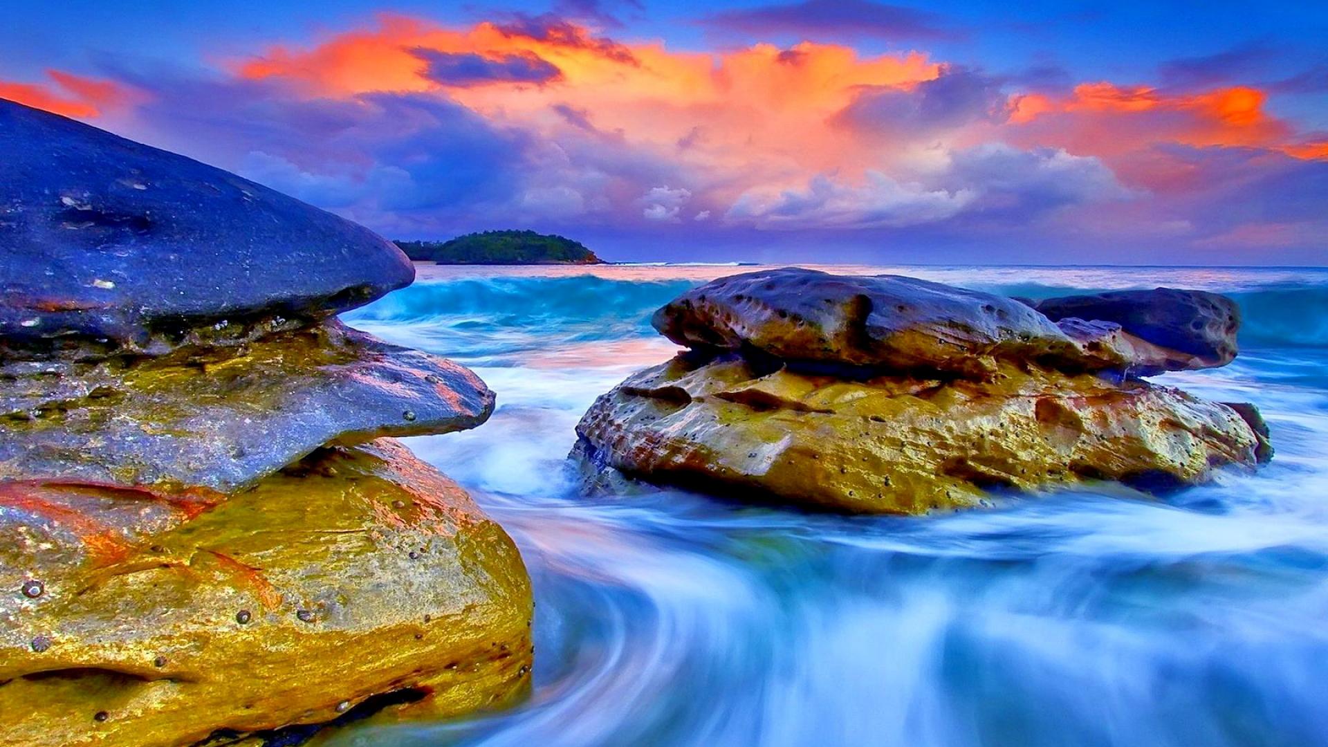 Laden Sie das Ozean, Lila, Himmel, Sonnenuntergang, Erde/natur, Orange Farbe)-Bild kostenlos auf Ihren PC-Desktop herunter