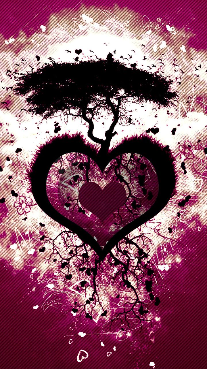 Download mobile wallpaper Love, Tree, Heart, Artistic for free.