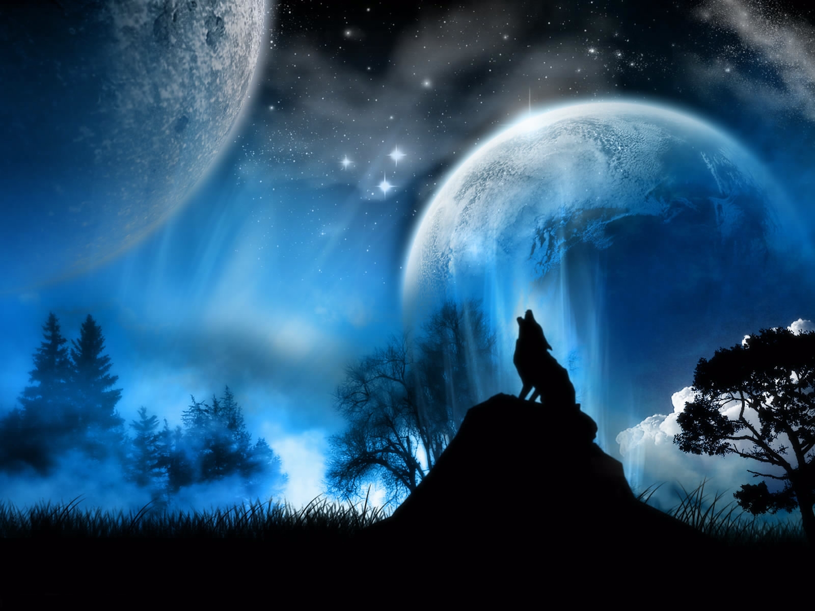 153885 télécharger l'image loup, fantaisie, pleine lune, nature - fonds d'écran et économiseurs d'écran gratuits