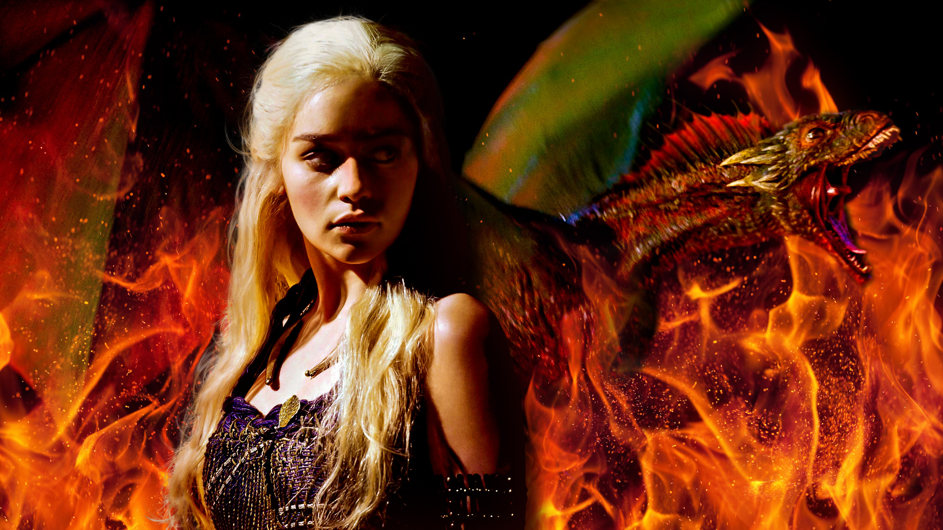 Download mobile wallpaper Fire, Game Of Thrones, Flame, Dragon, Tv Show, Daenerys Targaryen, Emilia Clarke for free.