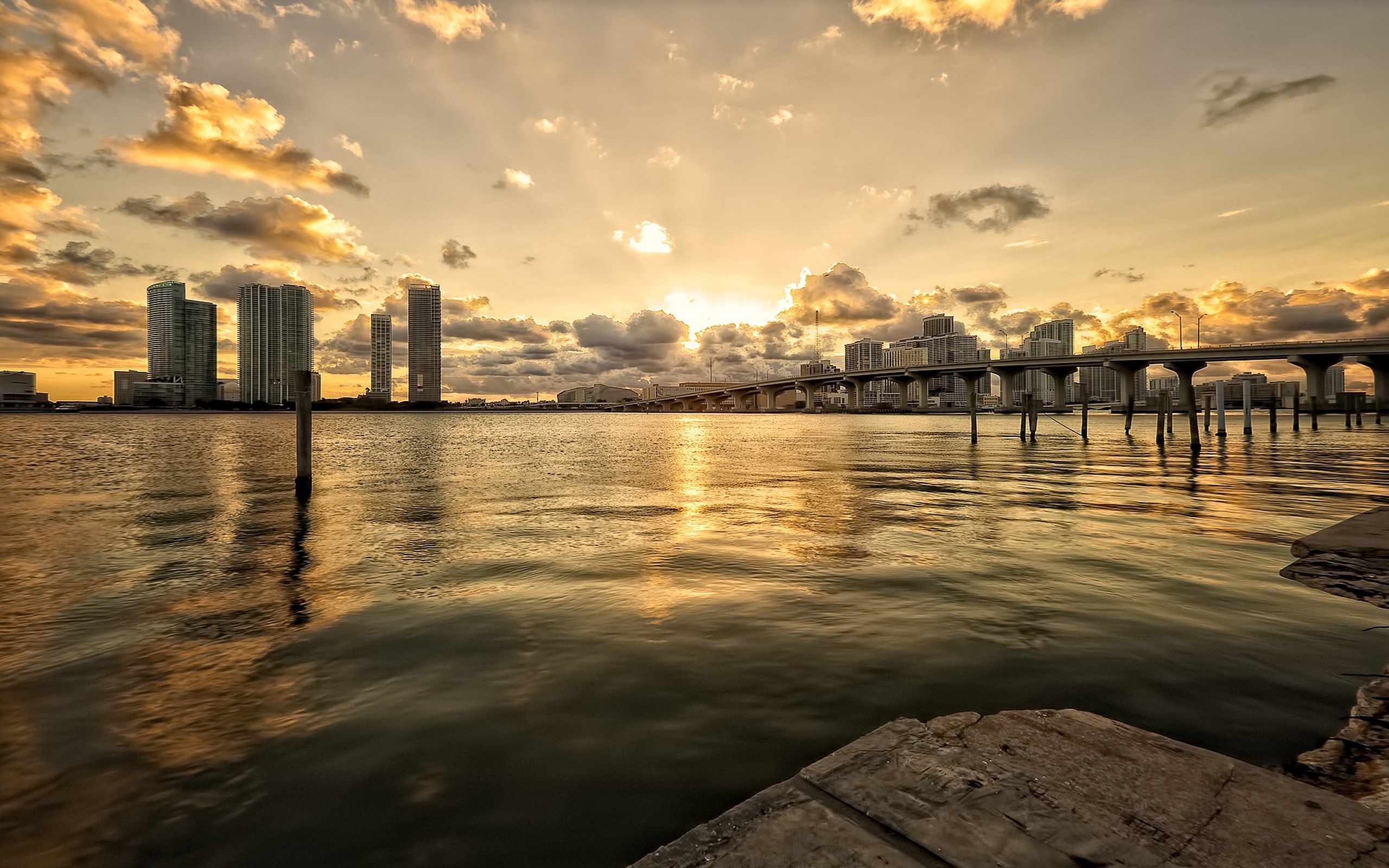 PCデスクトップに風景, 都市, 川, 橋, 日没画像を無料でダウンロード