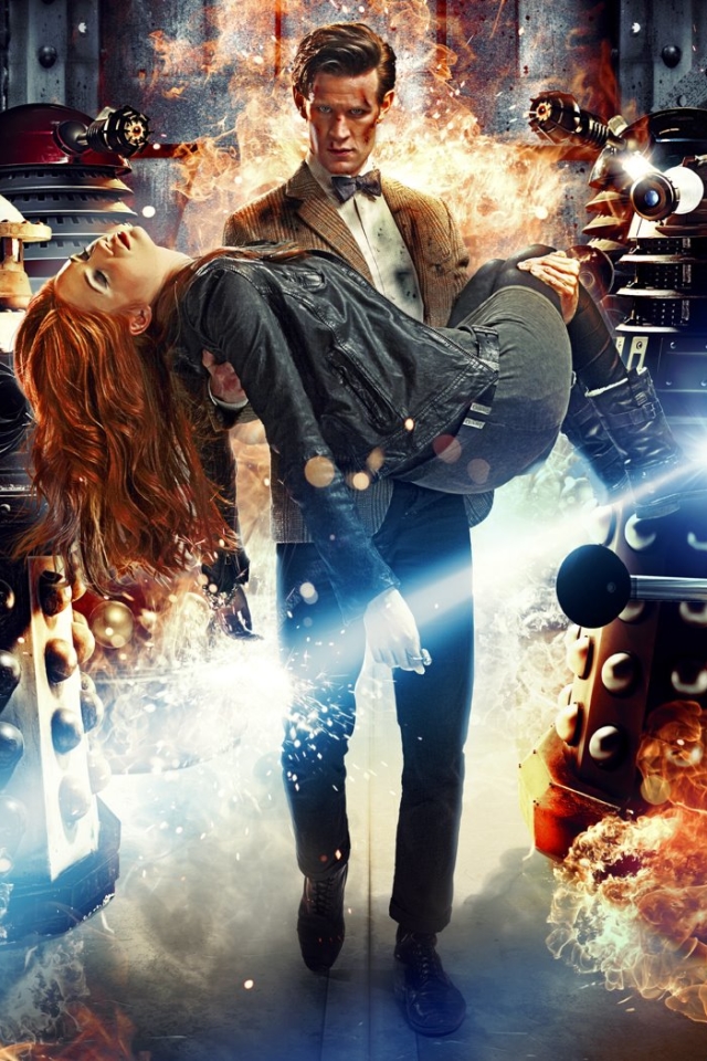 Download mobile wallpaper Fire, Robot, Explosion, Doctor Who, Tv Show, Dalek for free.
