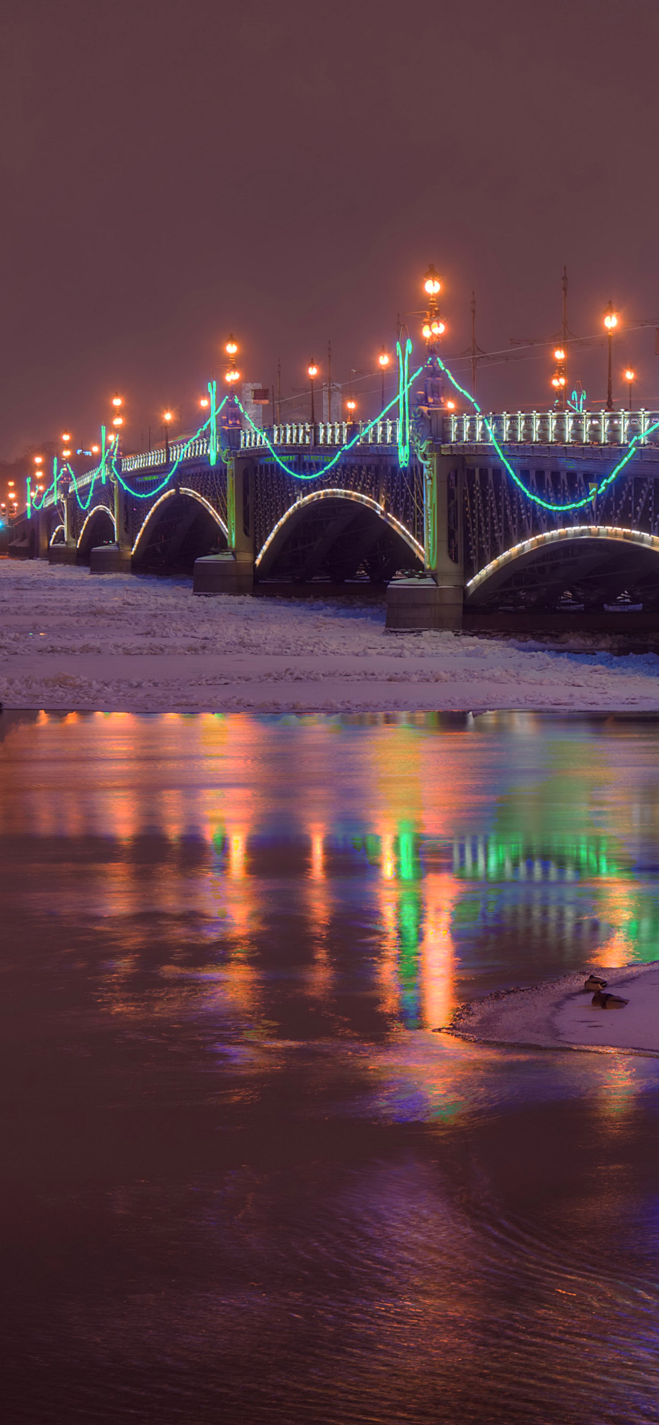 Handy-Wallpaper Feiertage, Weihnachten, Brücke kostenlos herunterladen.