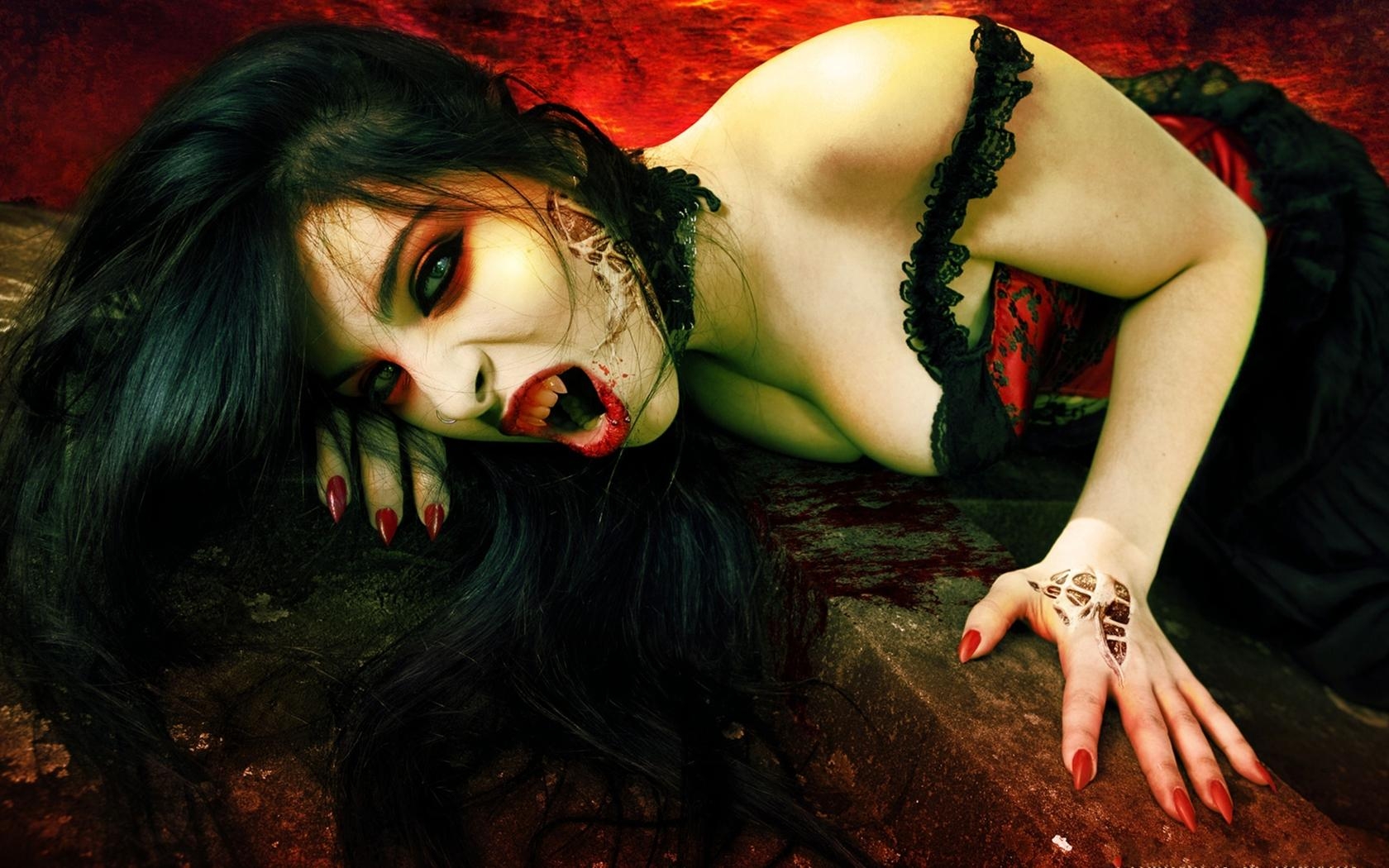 Download mobile wallpaper Fantasy, Blood, Fangs, Vampire for free.