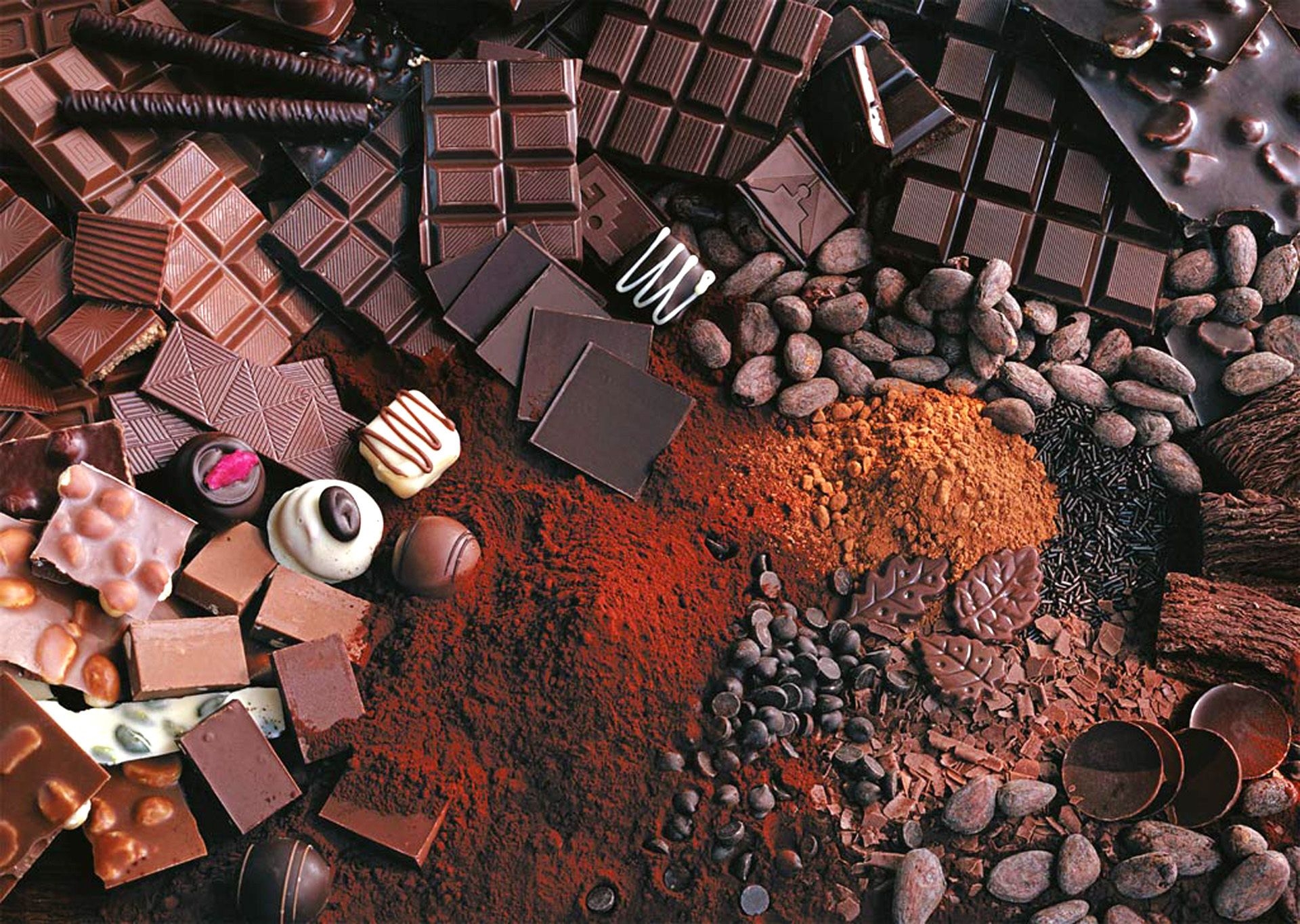 121722 télécharger l'image cacao, chocolat, nourriture, doux, sucré, assorti, noix, des noisettes - fonds d'écran et économiseurs d'écran gratuits