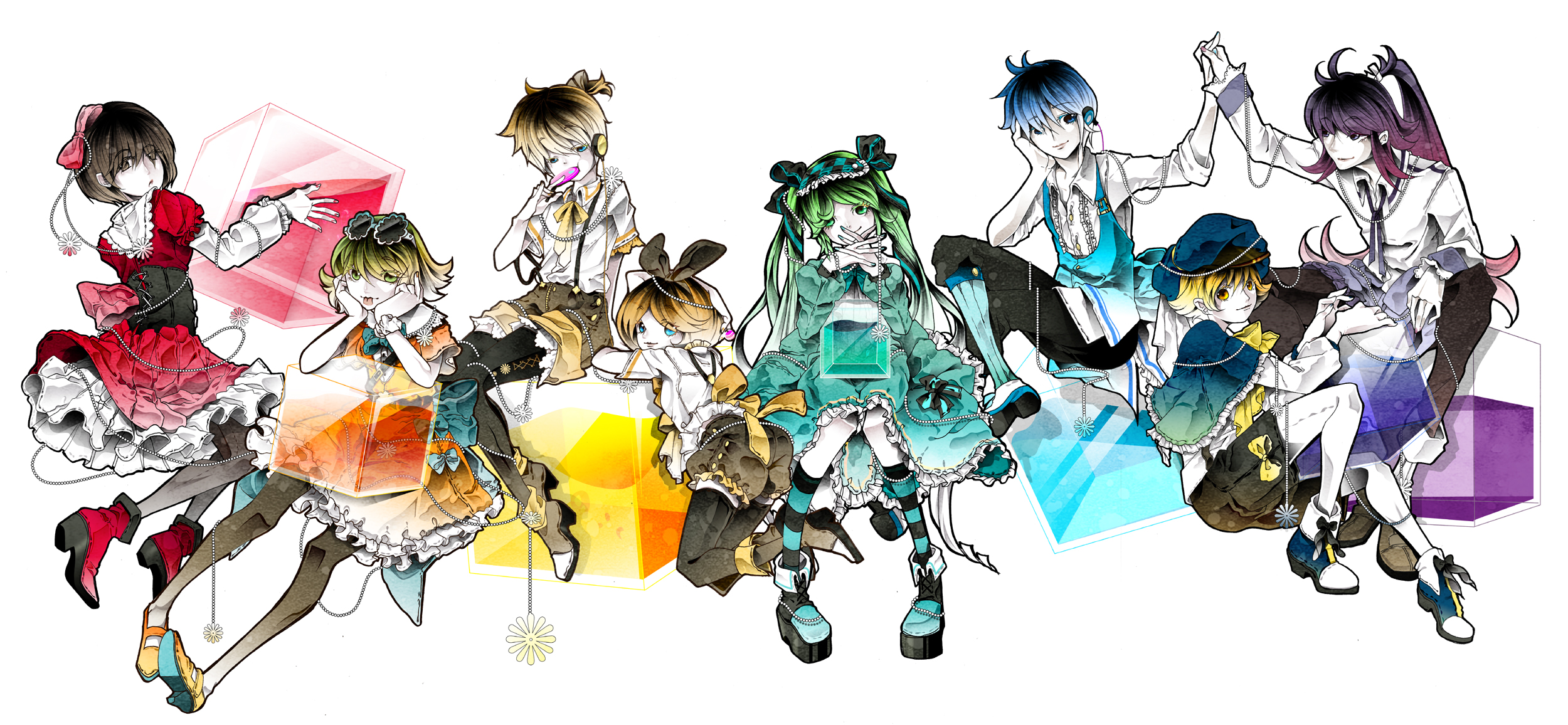 Descarga gratis la imagen Vocaloid, Animado, Hatsune Miku, Rin Kagamine, Gumi (Vocaloid), Kaito (Vocaloid), Len Kagamine, Meiko (Vocaloid), Kamui Gakupo, Oliver (Vocaloid) en el escritorio de tu PC