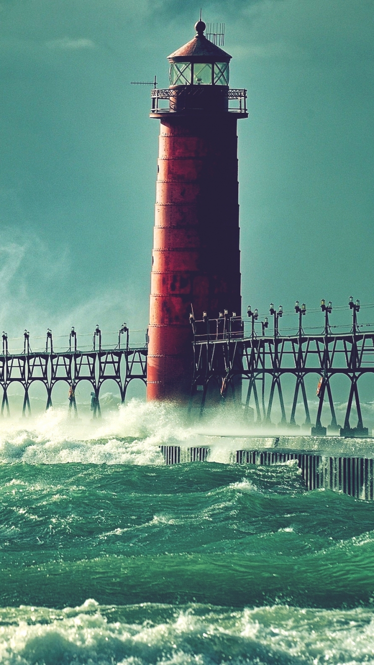 無料モバイル壁紙灯台, マンメイド, ミシガン州をダウンロードします。