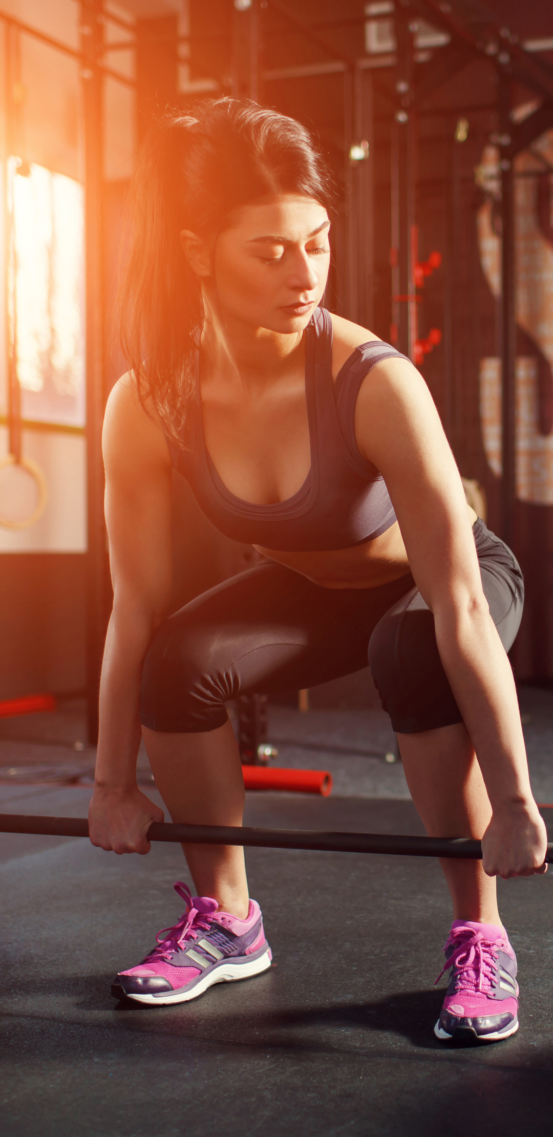 Download mobile wallpaper Sports, Brunette, Weightlifting, Ponytail for free.