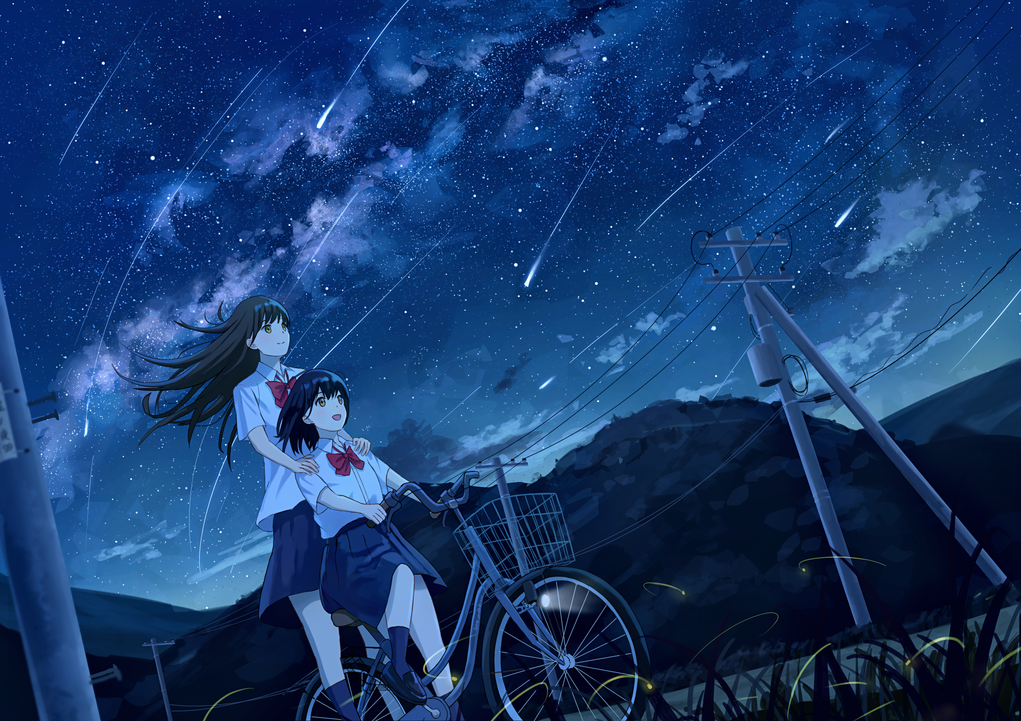 Baixar papel de parede para celular de Anime, Noite, Céu Estrelado gratuito.