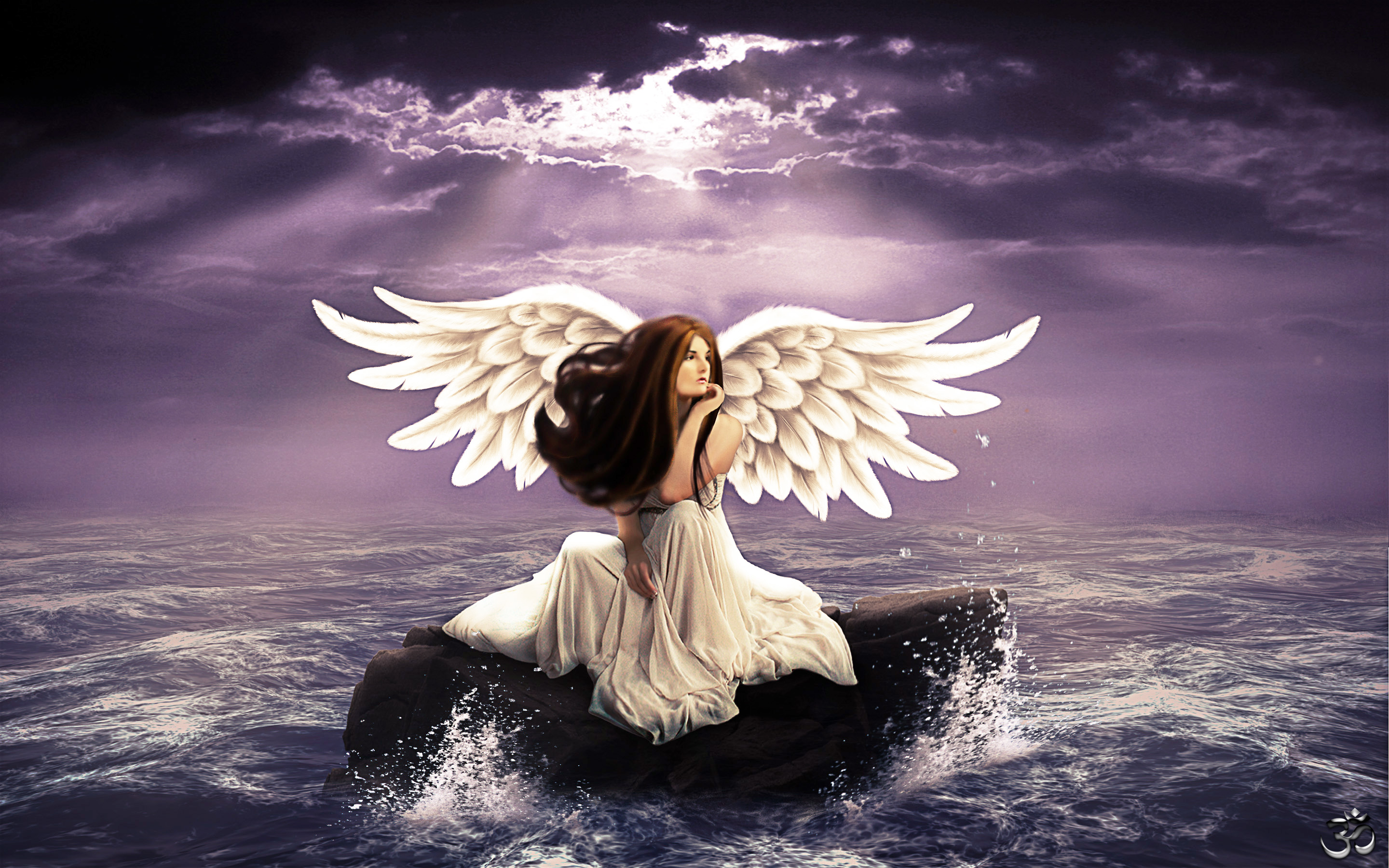 Free download wallpaper Fantasy, Ocean, Wings, Angel on your PC desktop