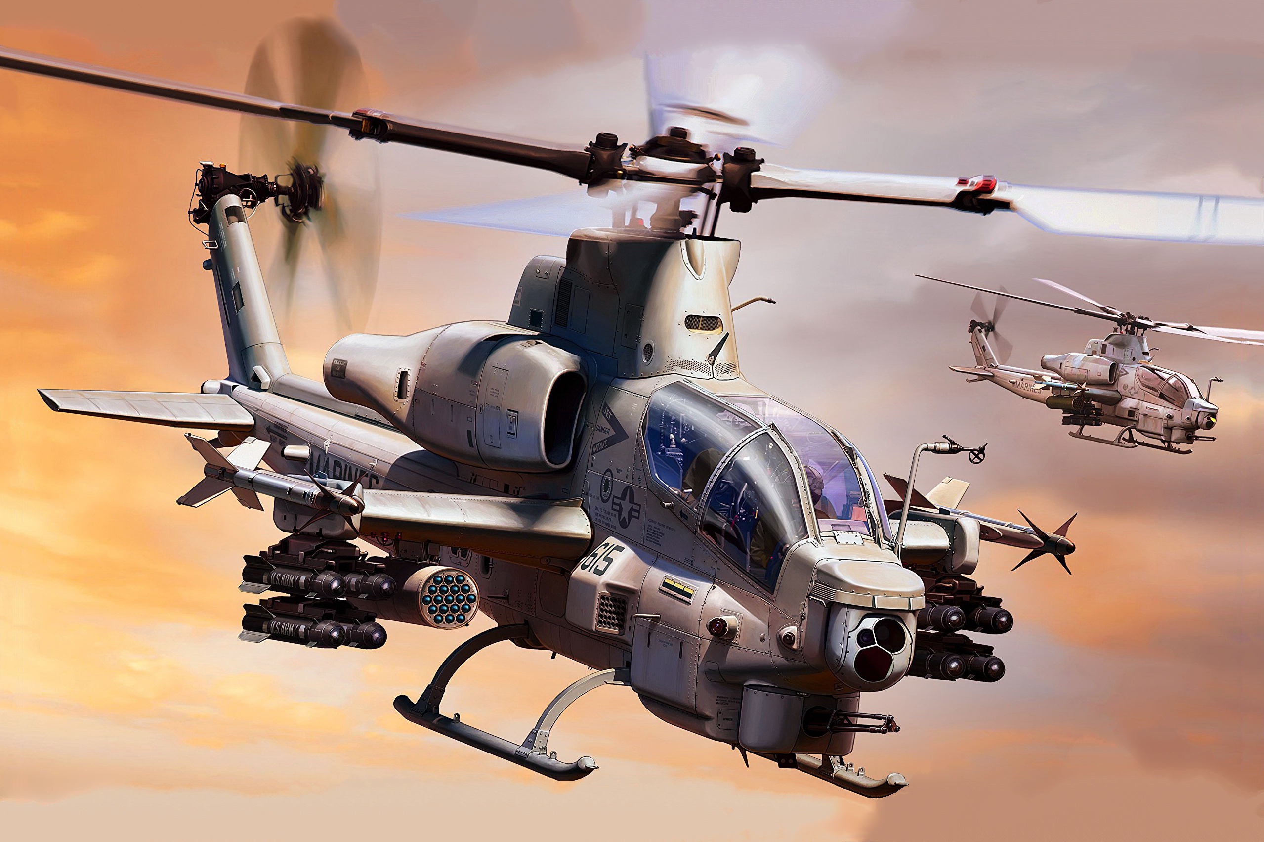 attack helicopter, military, bell ah 1z viper, aircraft, helicopter, military helicopters