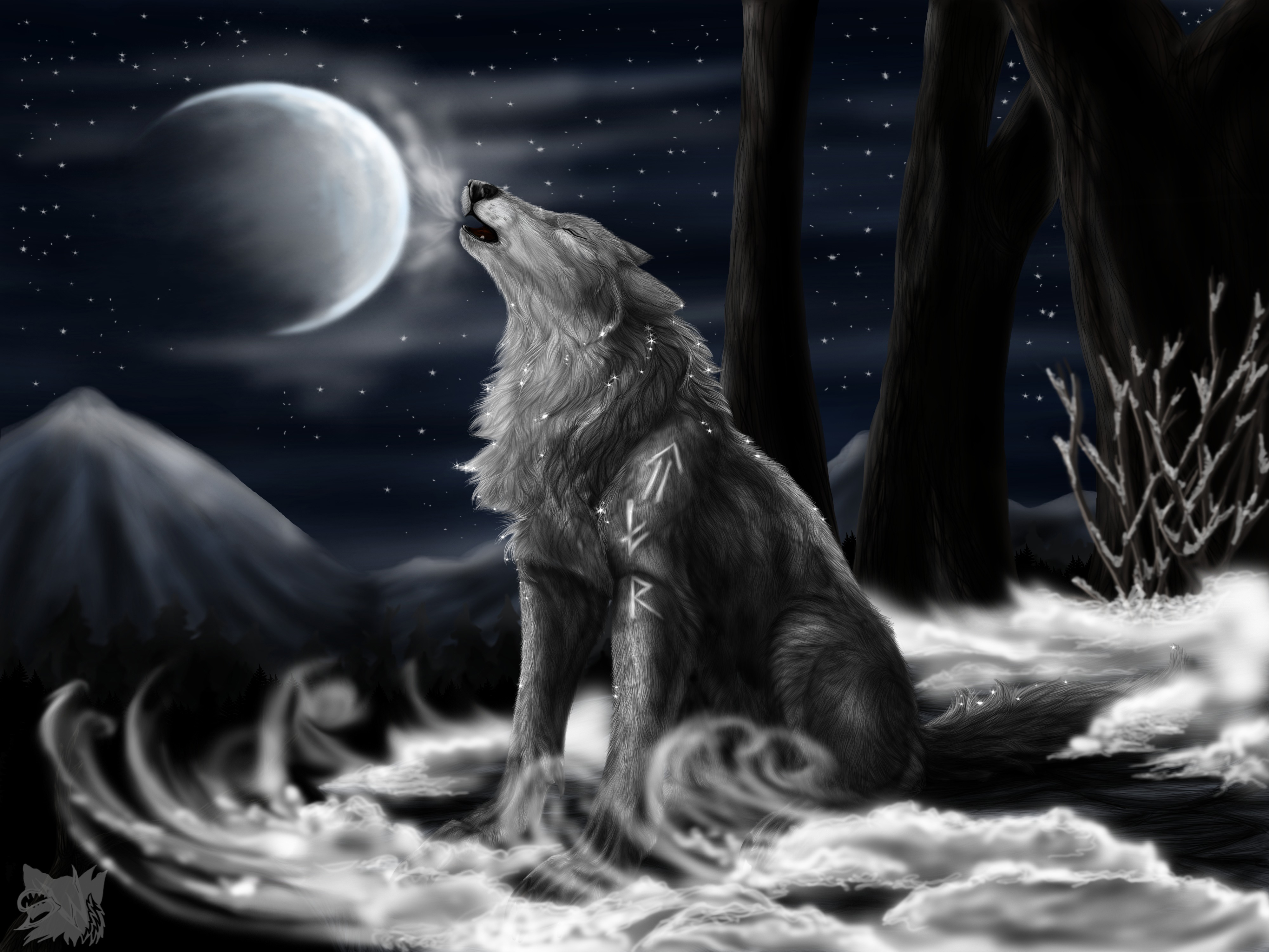 Descarga gratuita de fondo de pantalla para móvil de Lobo, Animales, Artístico.